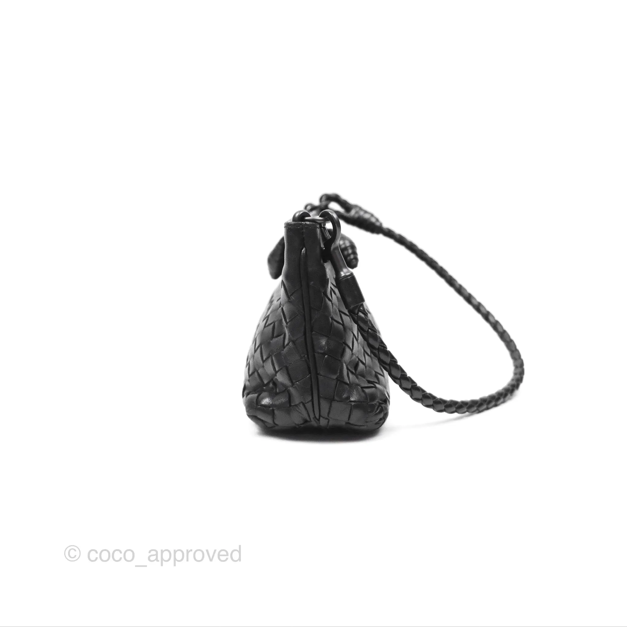 Bottega Veneta Mini Shoulder Bag Black Intrecciato Leather