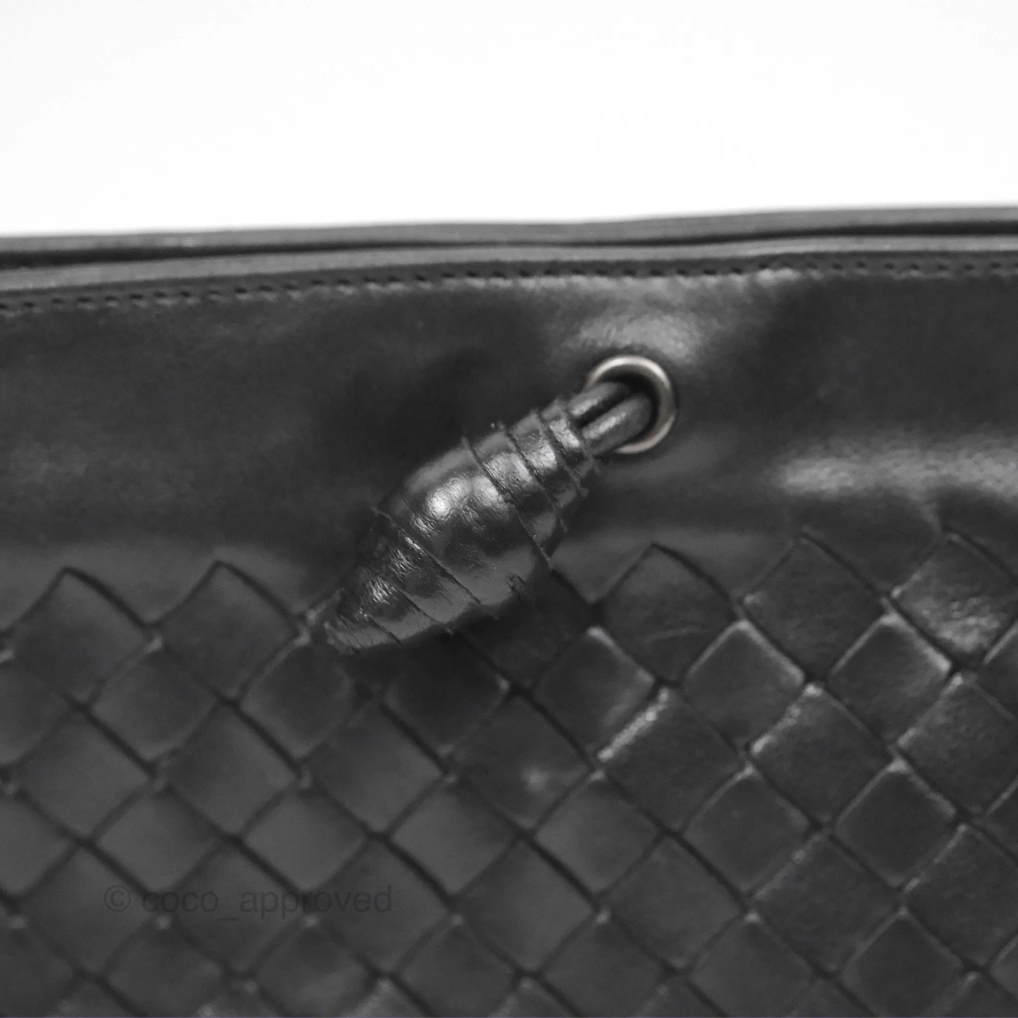 Bottega Veneta Mini Shoulder Bag Black Intrecciato Leather