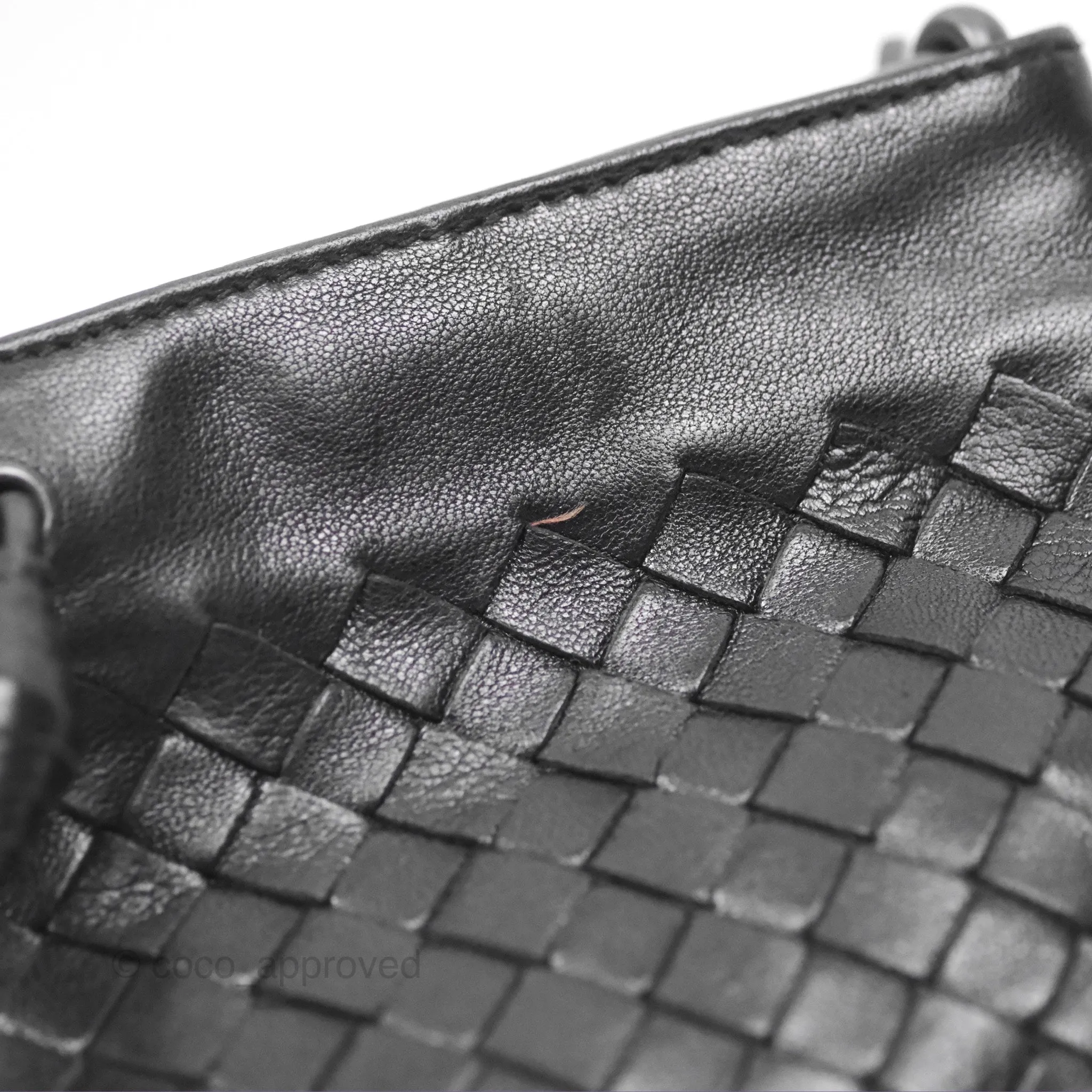 Bottega Veneta Mini Shoulder Bag Black Intrecciato Leather