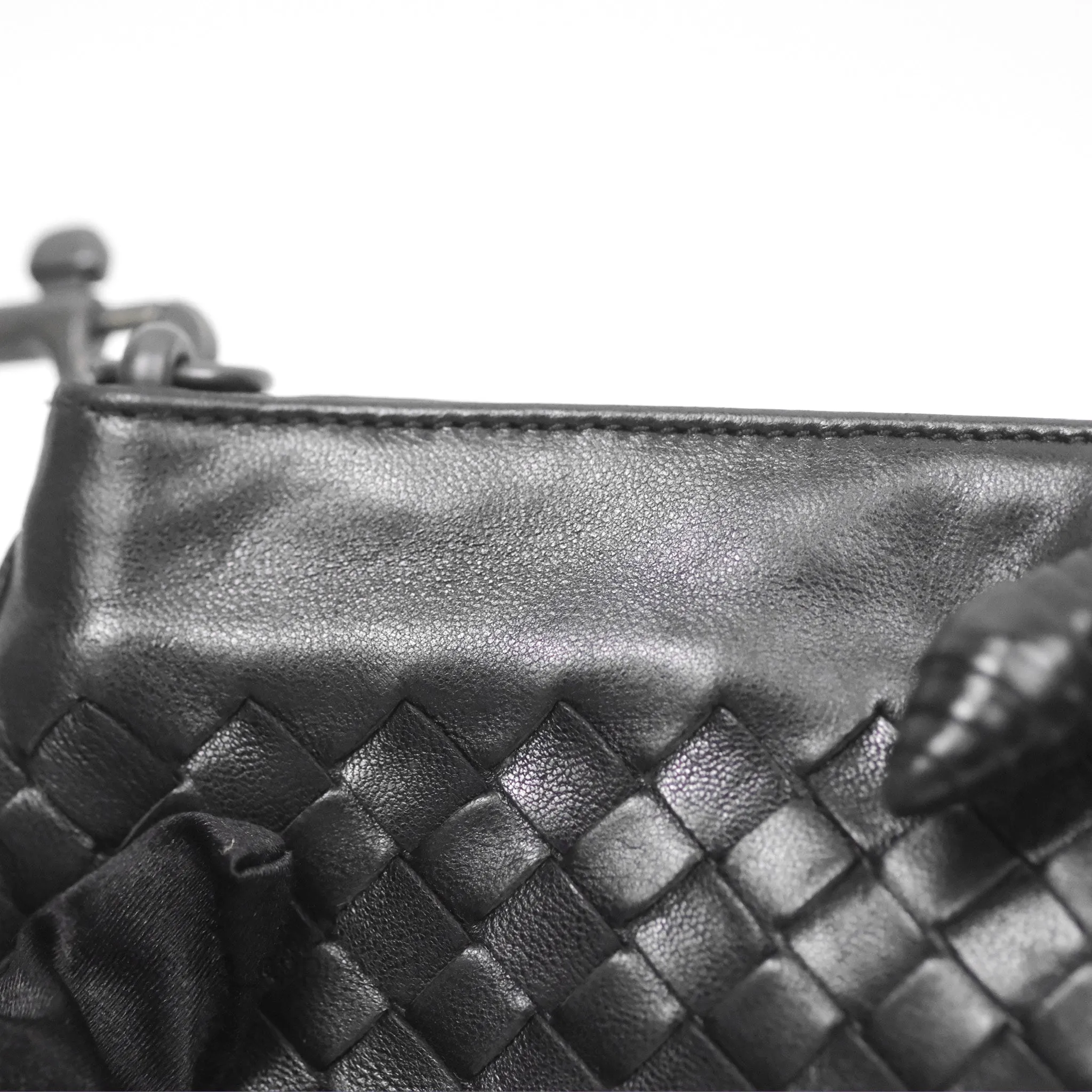 Bottega Veneta Mini Shoulder Bag Black Intrecciato Leather