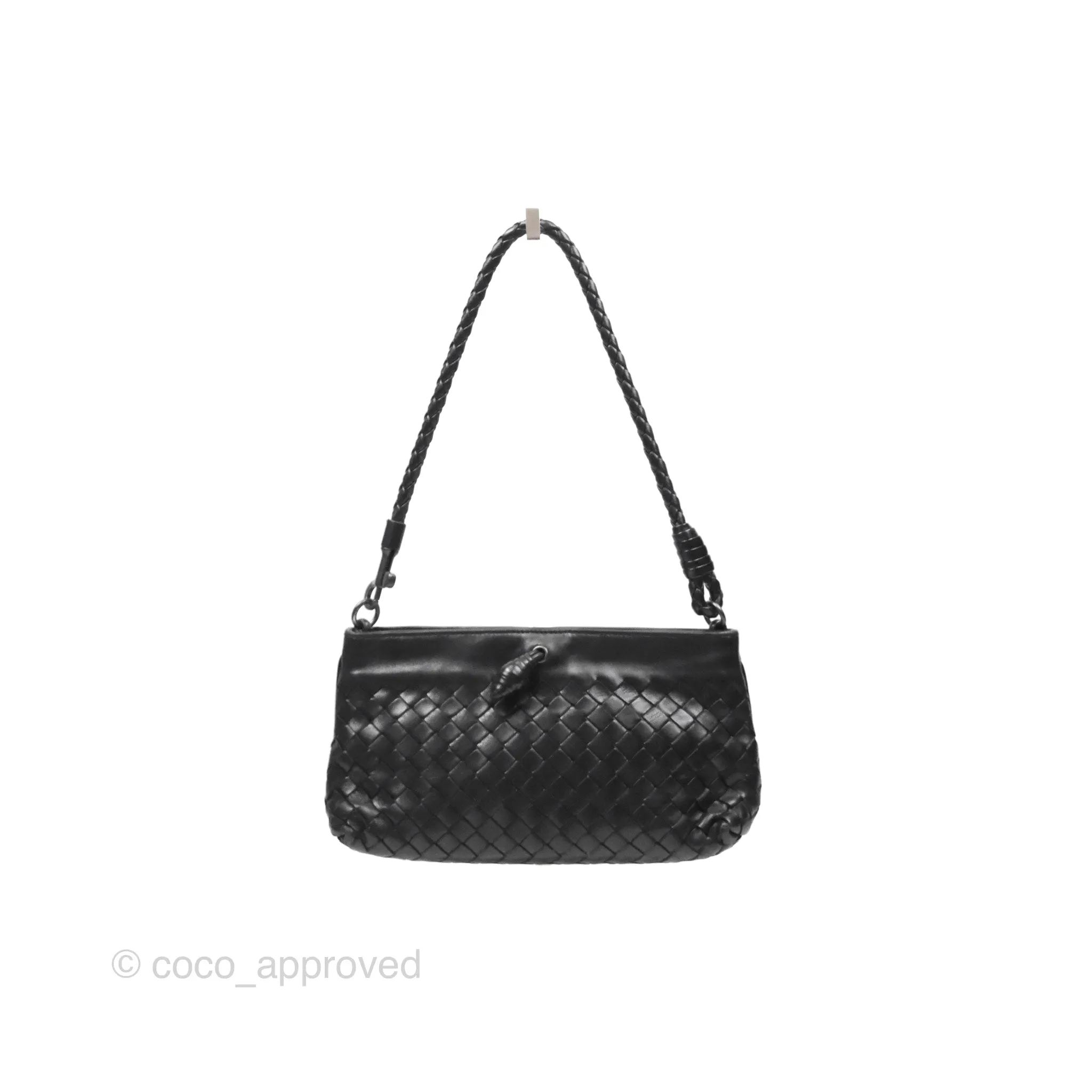 Bottega Veneta Mini Shoulder Bag Black Intrecciato Leather