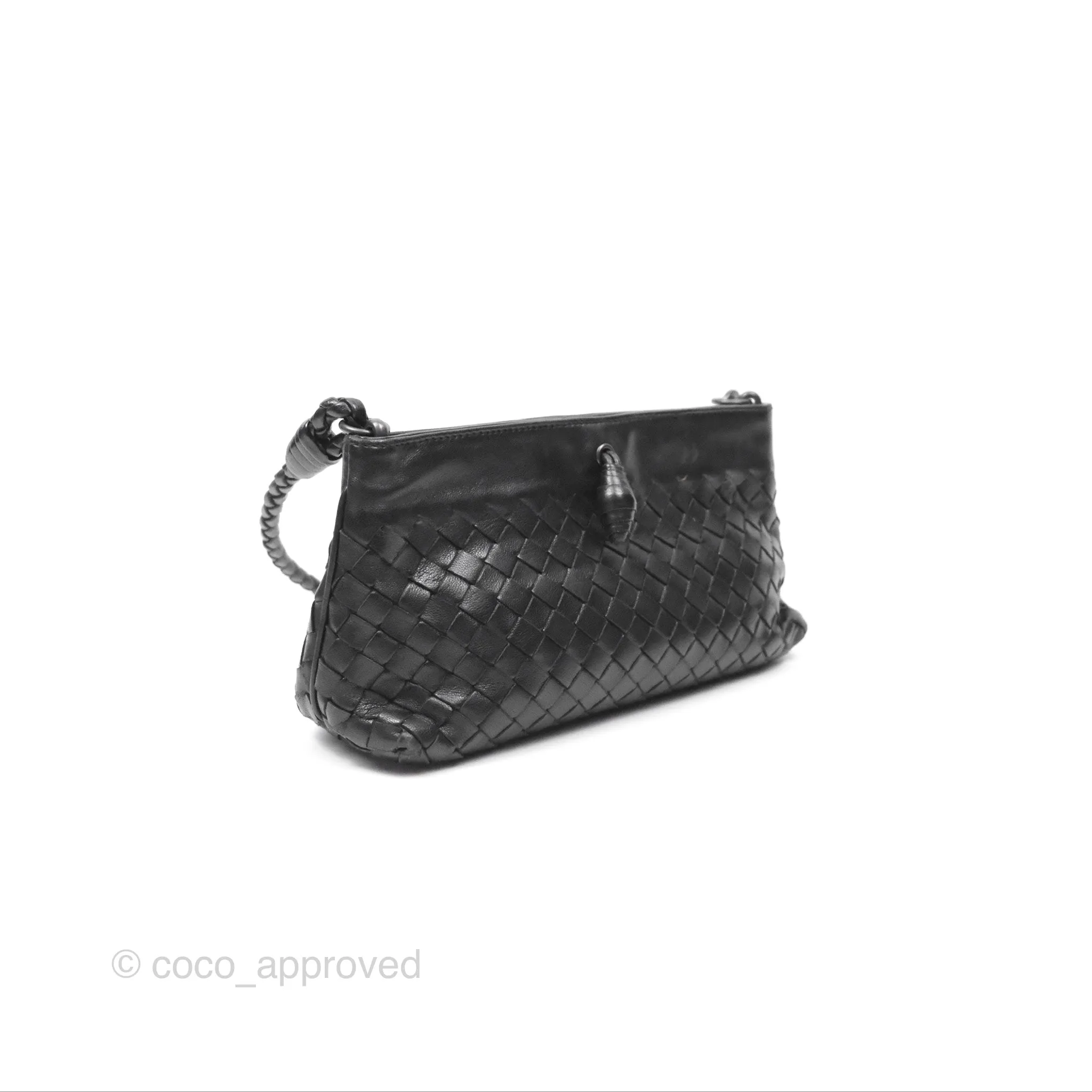 Bottega Veneta Mini Shoulder Bag Black Intrecciato Leather