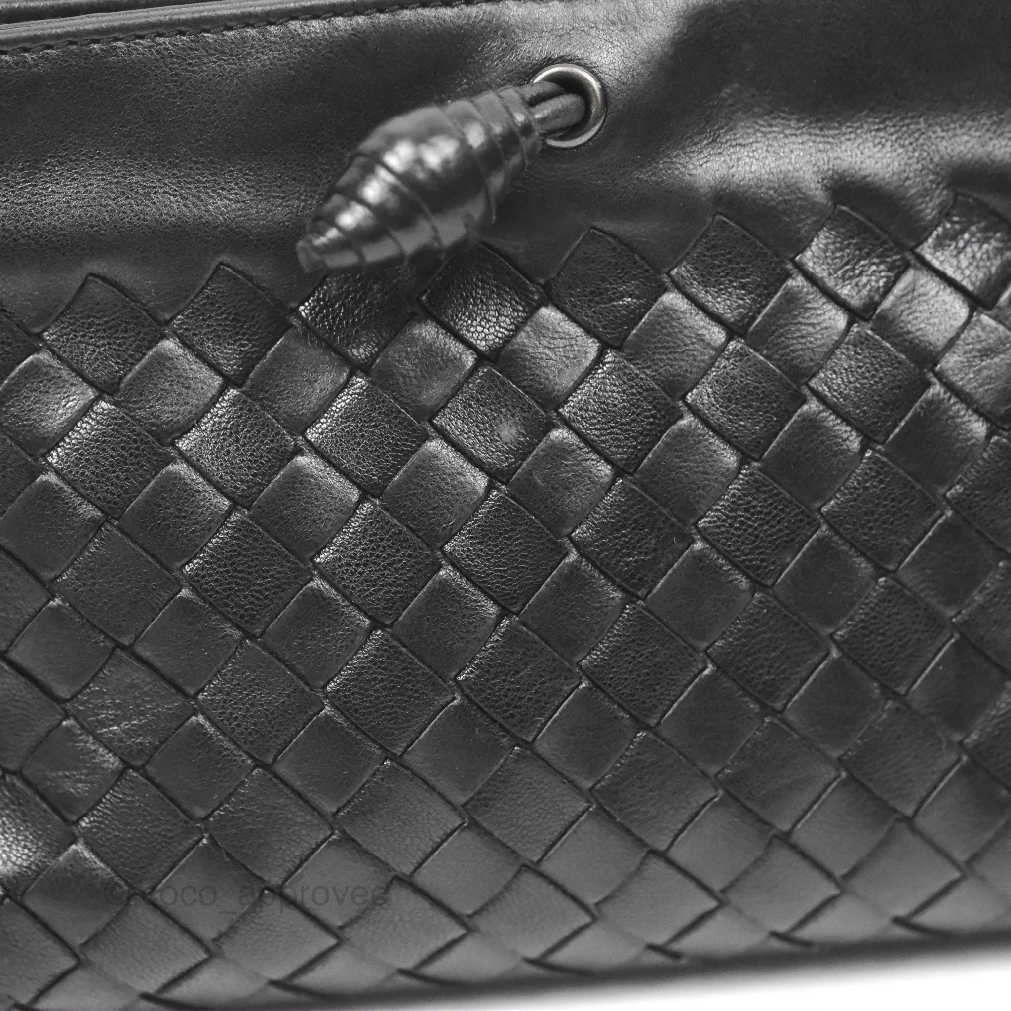 Bottega Veneta Mini Shoulder Bag Black Intrecciato Leather