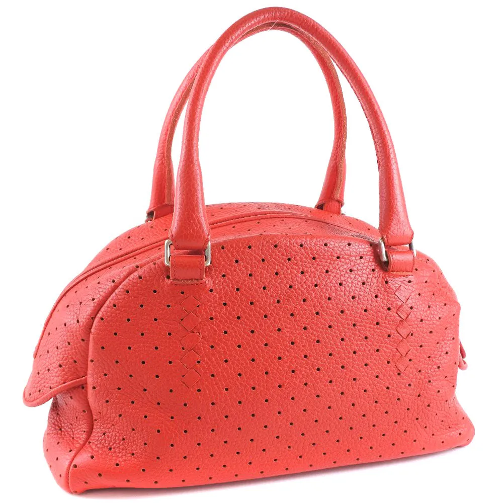 BOTTEGAVENETA Handbag leather Red INTRECCIATO Women Used Authentic