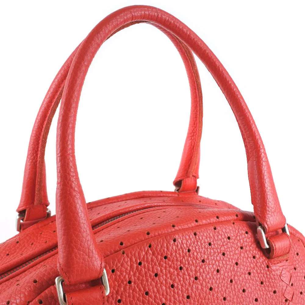 BOTTEGAVENETA Handbag leather Red INTRECCIATO Women Used Authentic