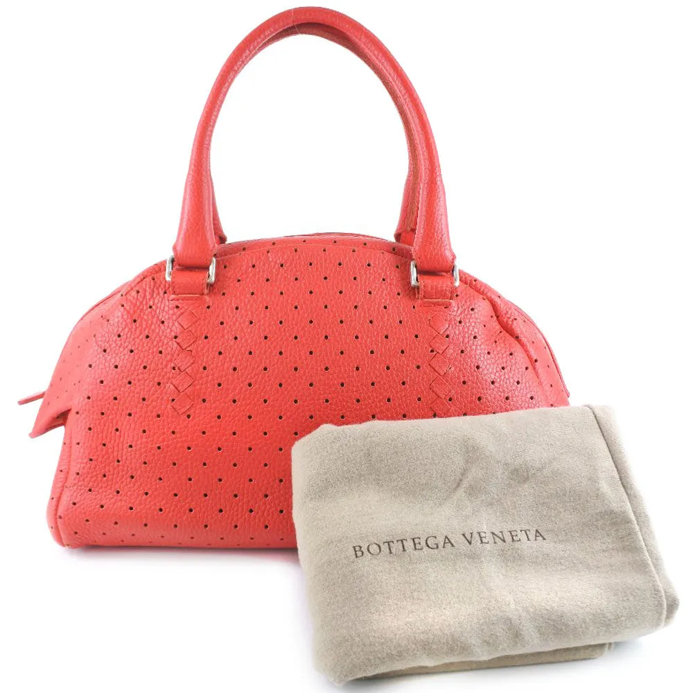 BOTTEGAVENETA Handbag leather Red INTRECCIATO Women Used Authentic