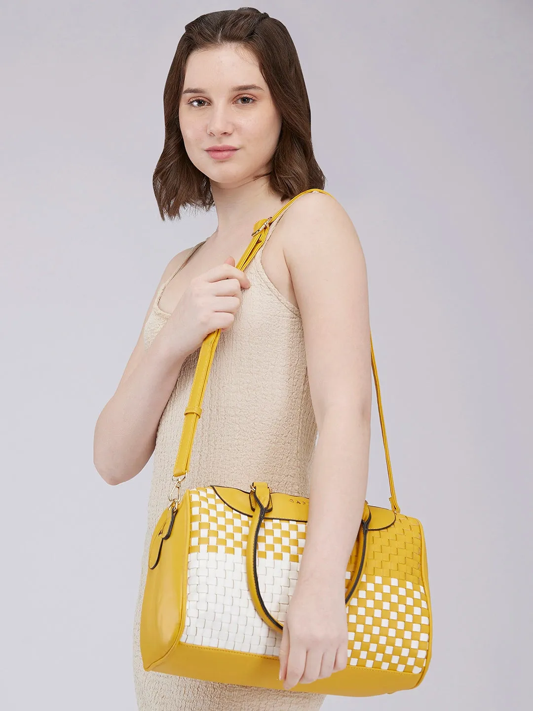 Caprese Aria Satchel Medium Mustard