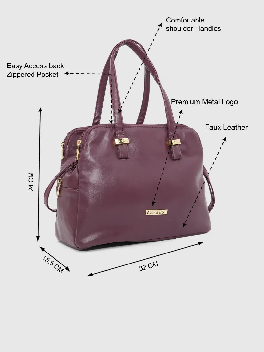 Caprese Carrie Satchel Medium Plum