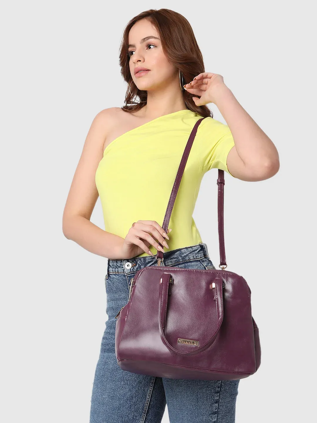 Caprese Carrie Satchel Medium Plum