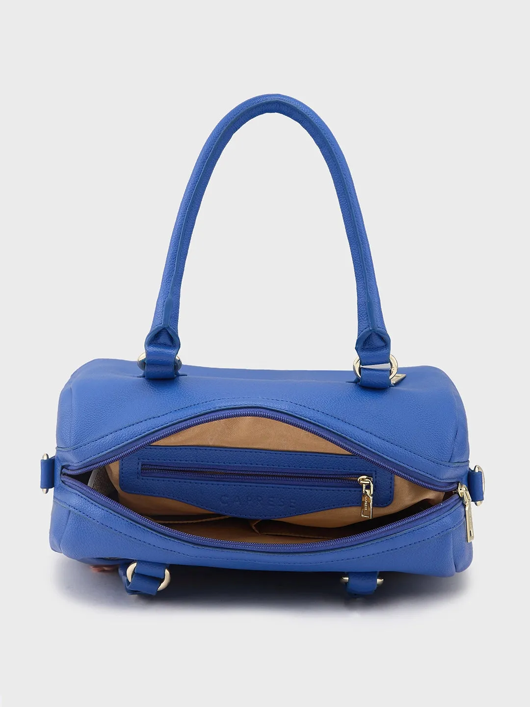 Caprese Erica Satchel Medium Blue Embroidered Women'S Handbag Blue