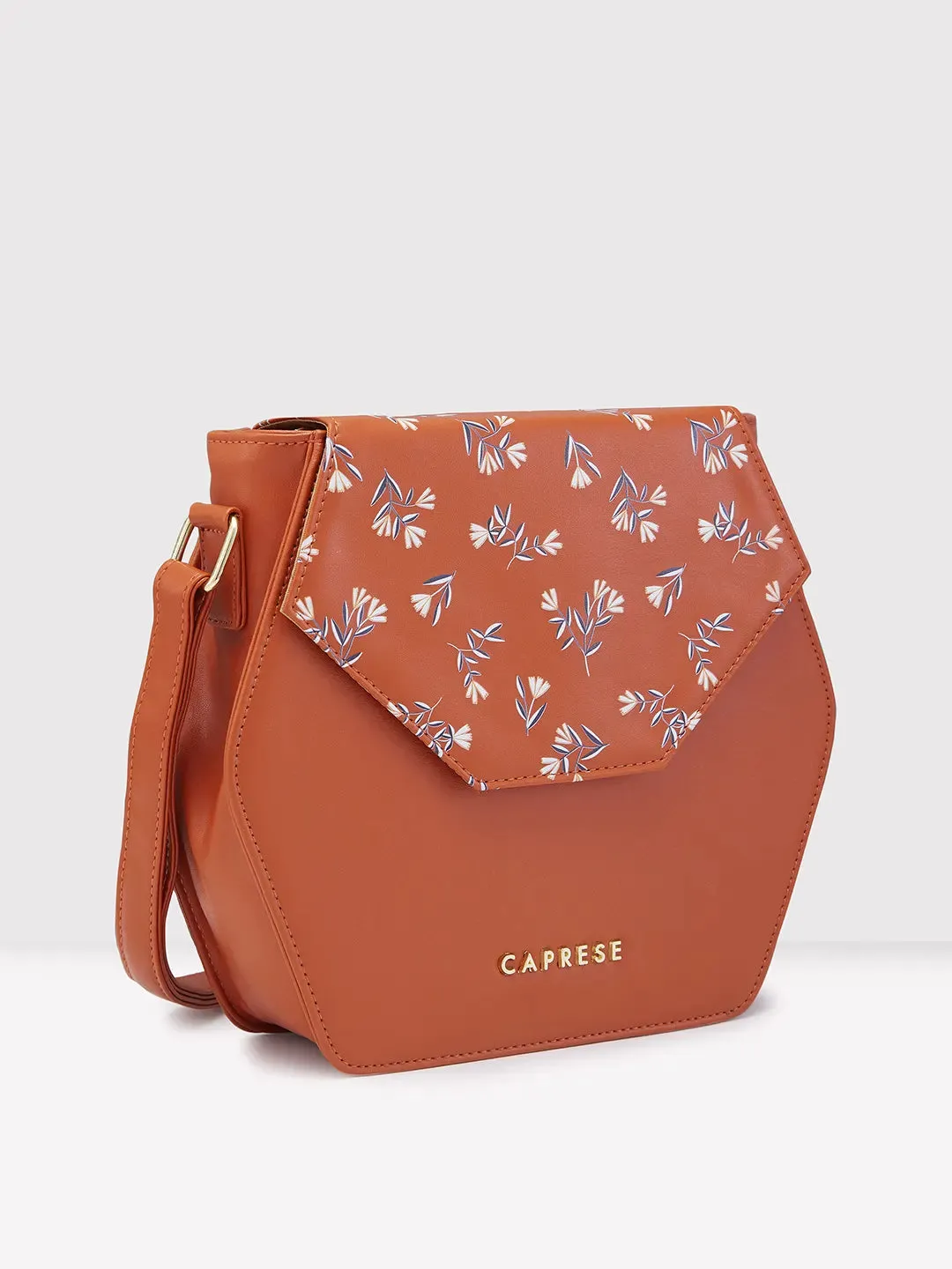 Caprese Merida Sling Medium Printed Women'S Handbag Tan