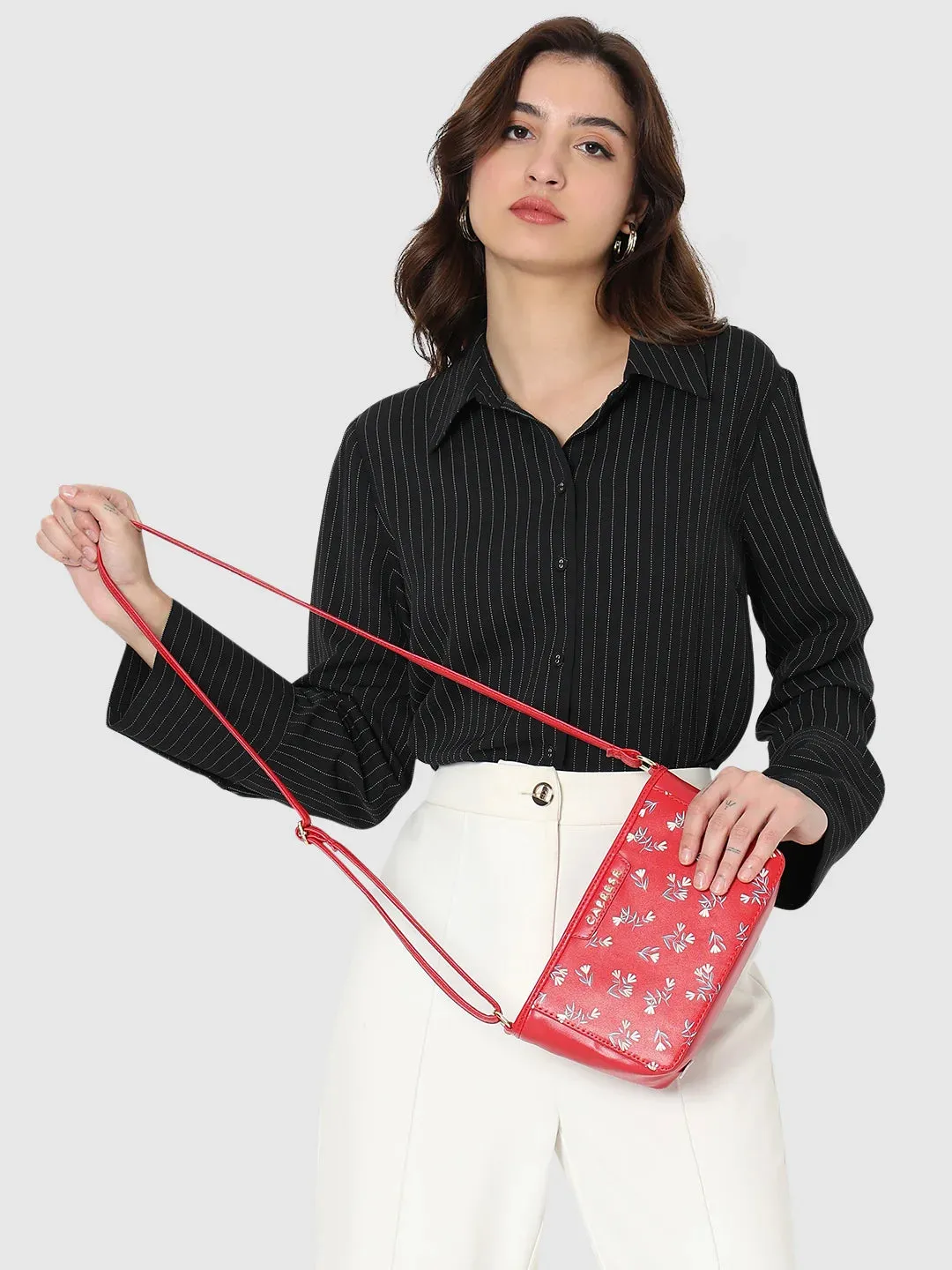 Caprese Merida Sling Small Printed Women'S Handbag Red