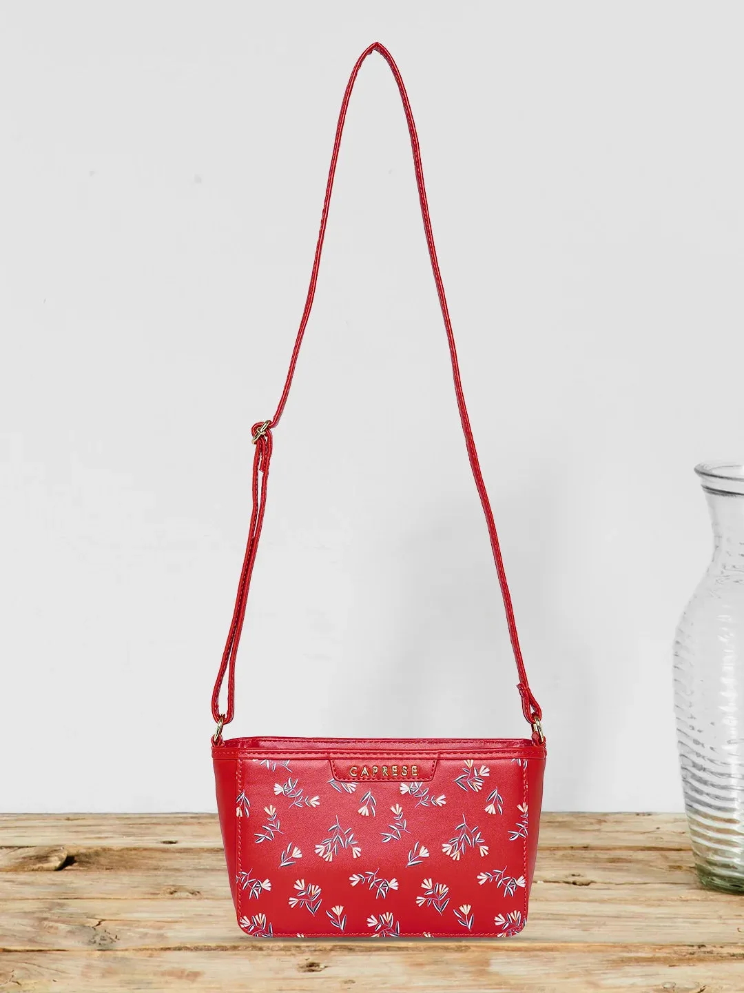 Caprese Merida Sling Small Printed Women'S Handbag Red