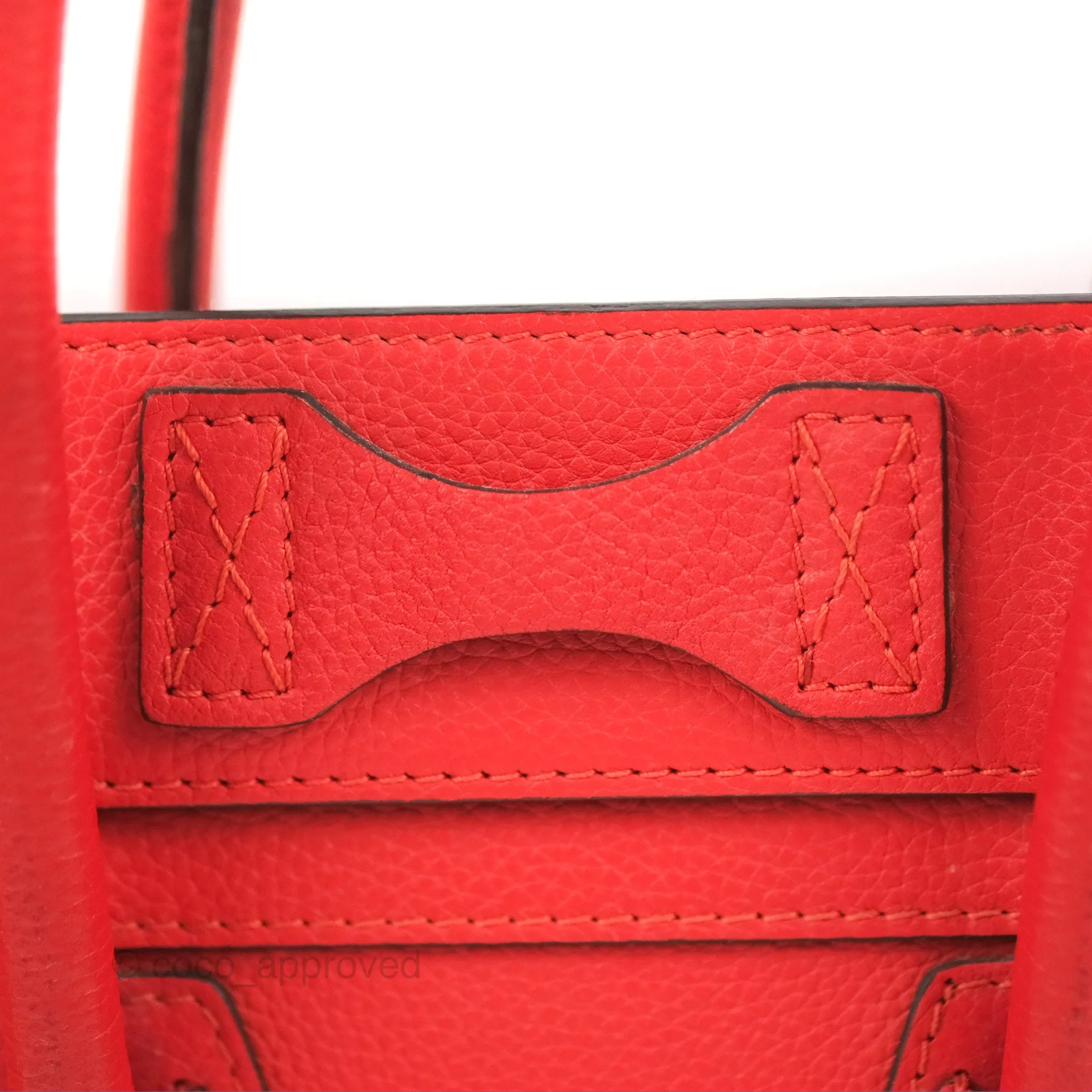 Celine Micro Luggage Handbag Poppy Red Grained Calfskin