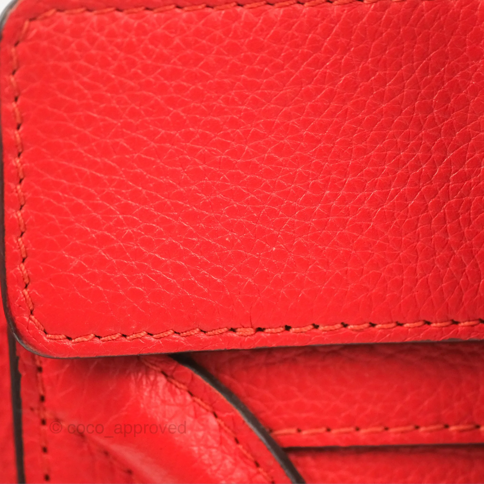 Celine Micro Luggage Handbag Poppy Red Grained Calfskin