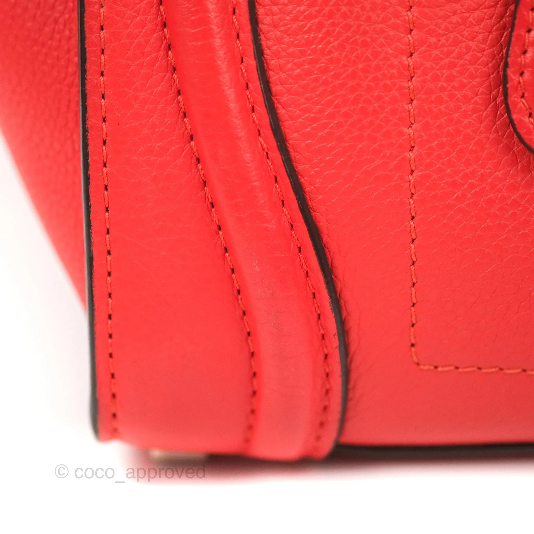 Celine Micro Luggage Handbag Poppy Red Grained Calfskin