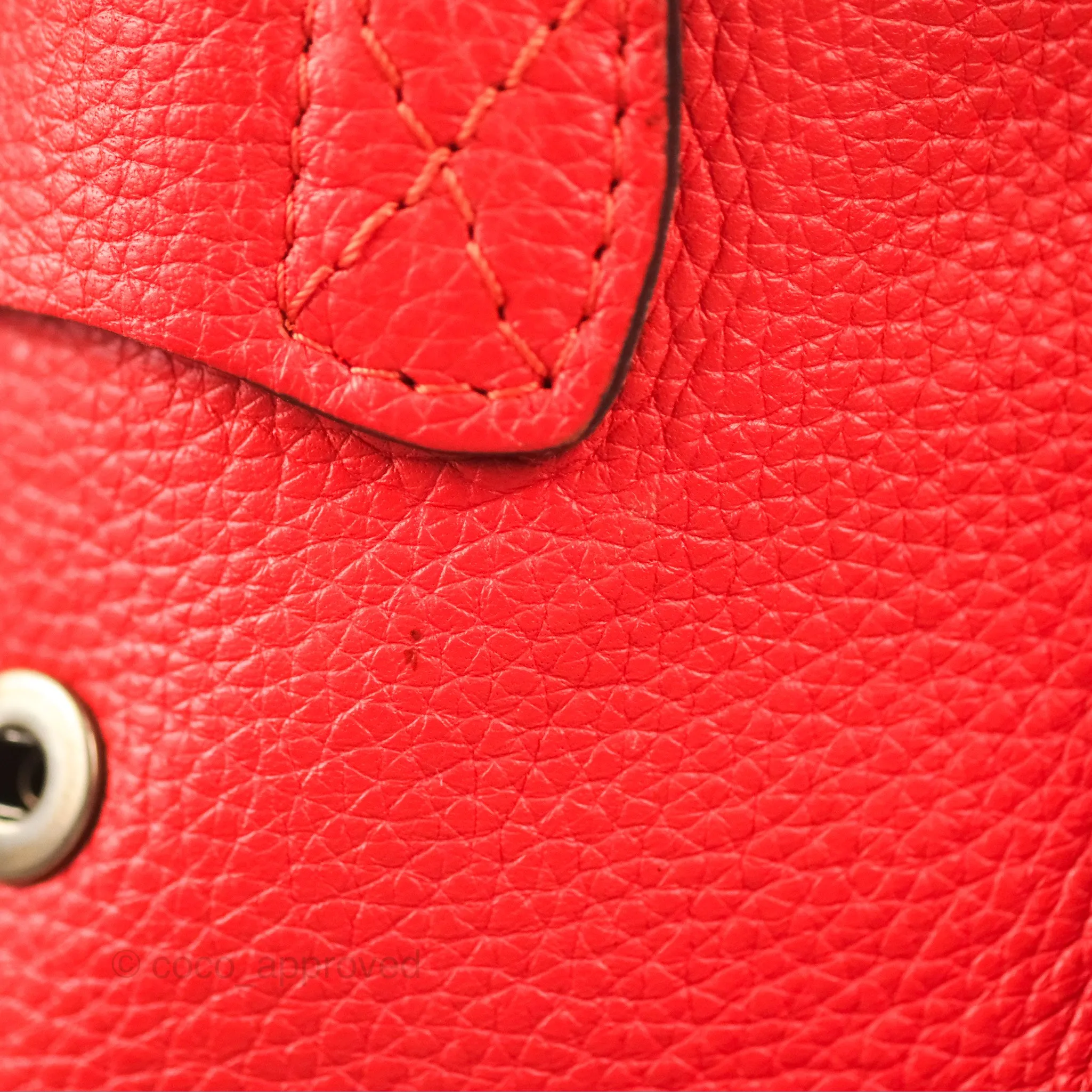 Celine Micro Luggage Handbag Poppy Red Grained Calfskin