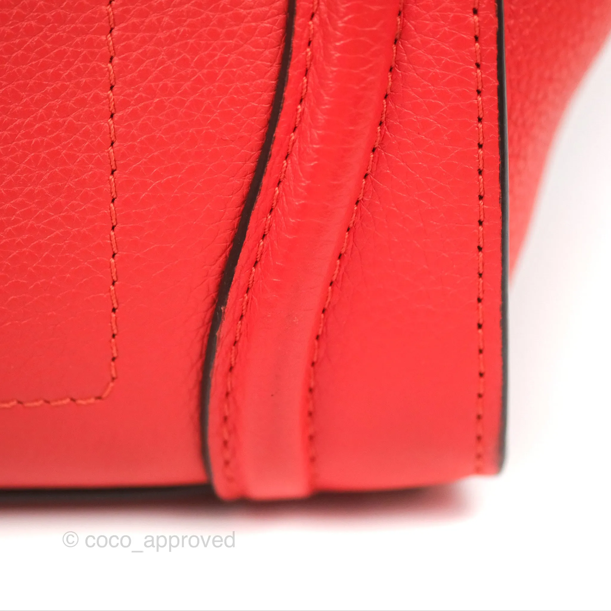 Celine Micro Luggage Handbag Poppy Red Grained Calfskin