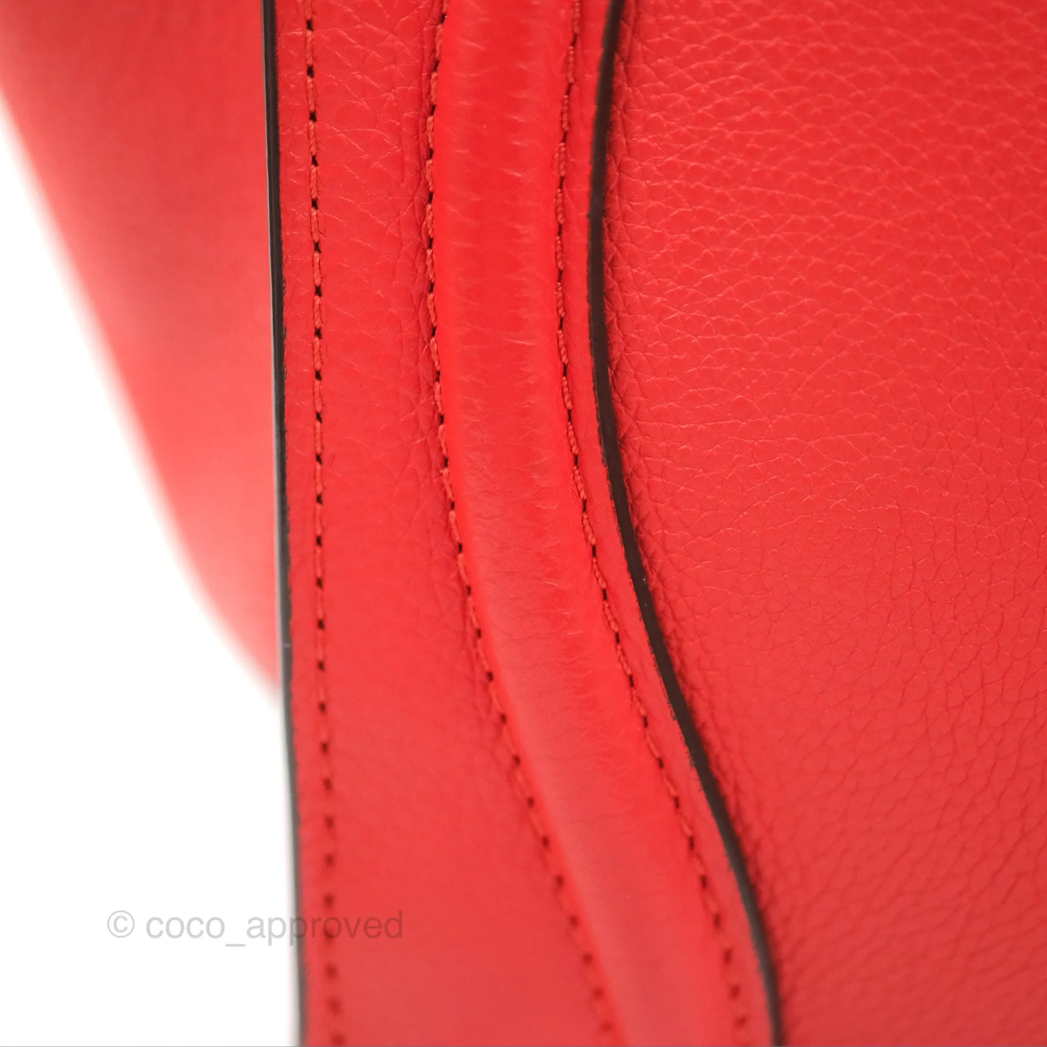 Celine Micro Luggage Handbag Poppy Red Grained Calfskin