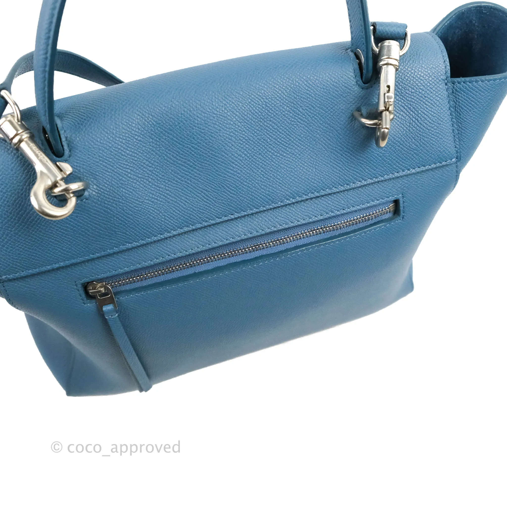 Celine Mini Belt Bag Blue Grained Calfskin Silver Hardware