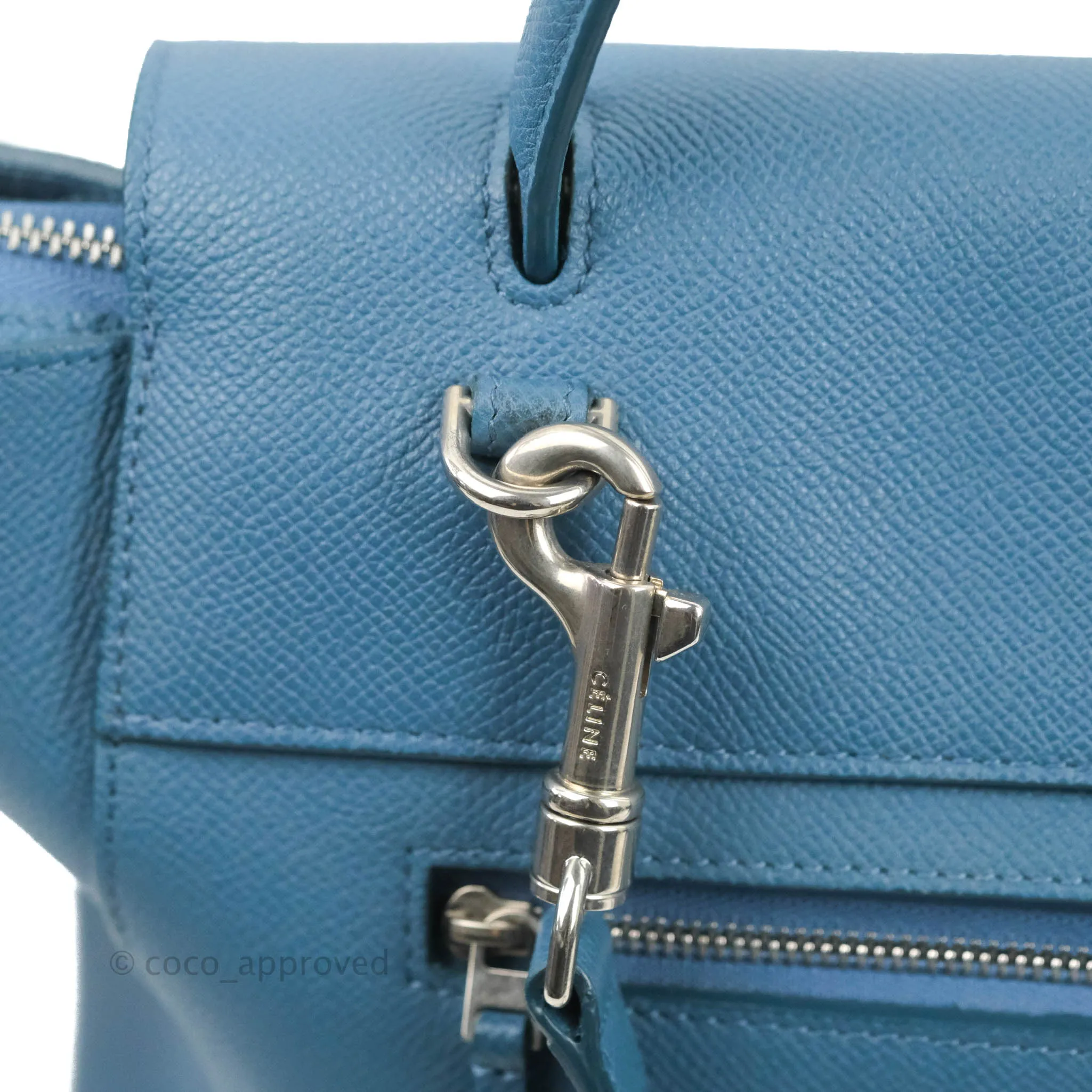 Celine Mini Belt Bag Blue Grained Calfskin Silver Hardware