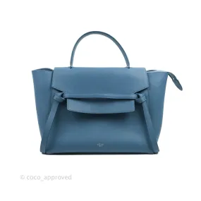 Celine Mini Belt Bag Blue Grained Calfskin Silver Hardware