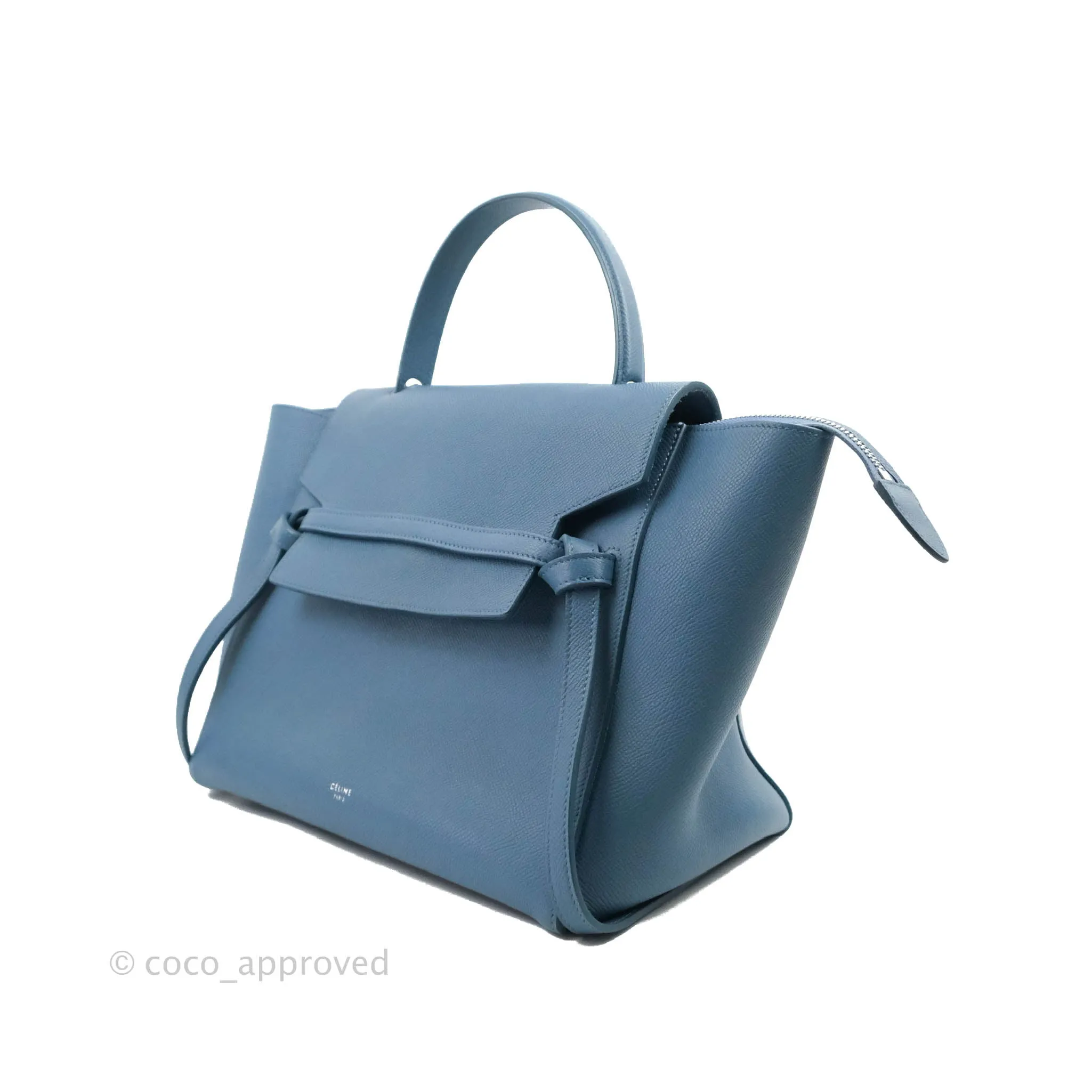 Celine Mini Belt Bag Blue Grained Calfskin Silver Hardware