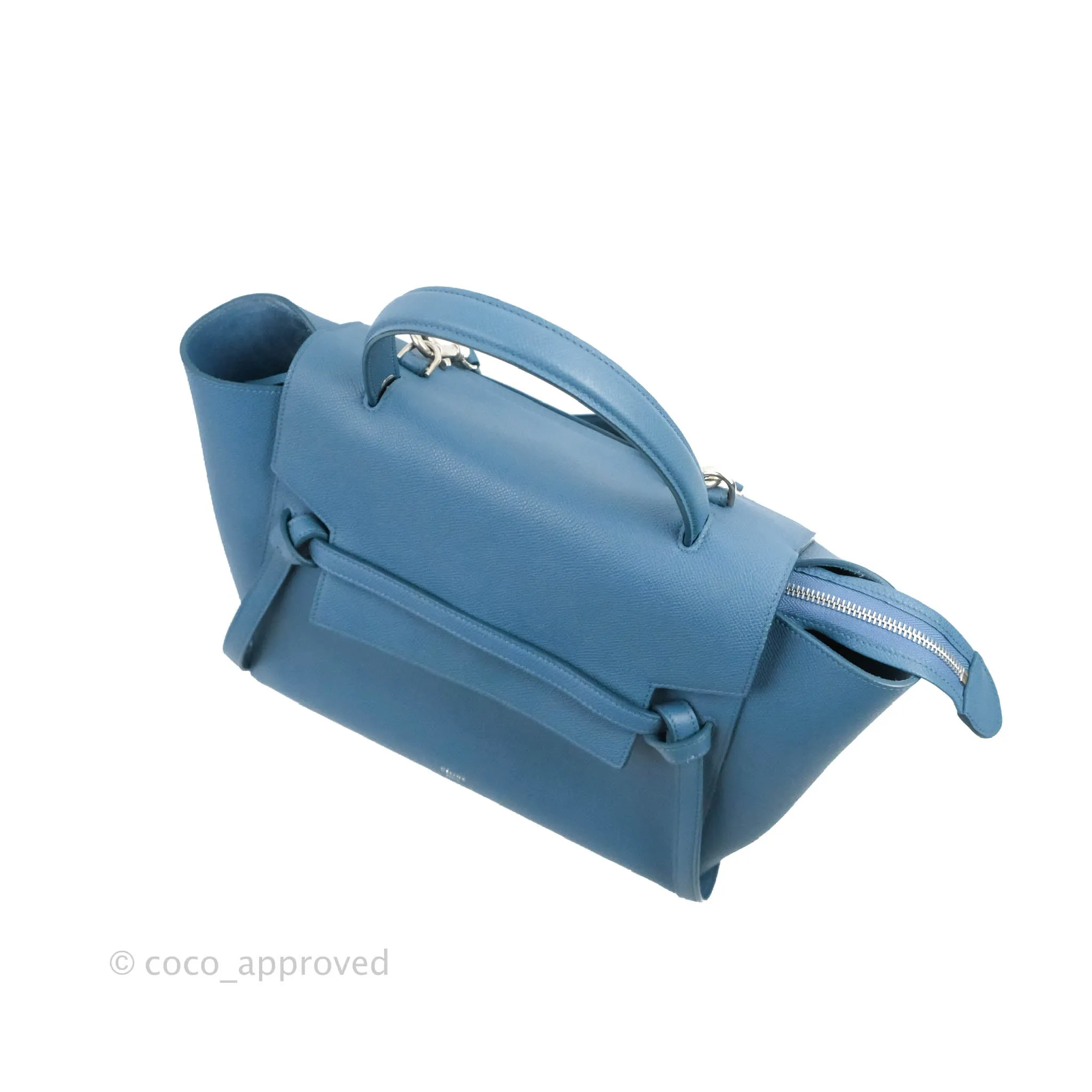 Celine Mini Belt Bag Blue Grained Calfskin Silver Hardware