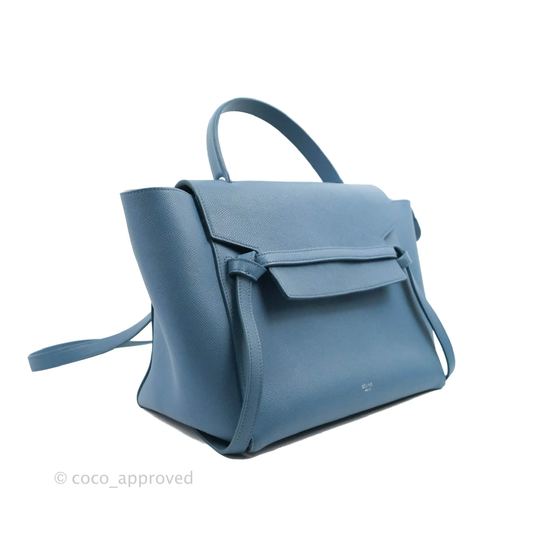 Celine Mini Belt Bag Blue Grained Calfskin Silver Hardware