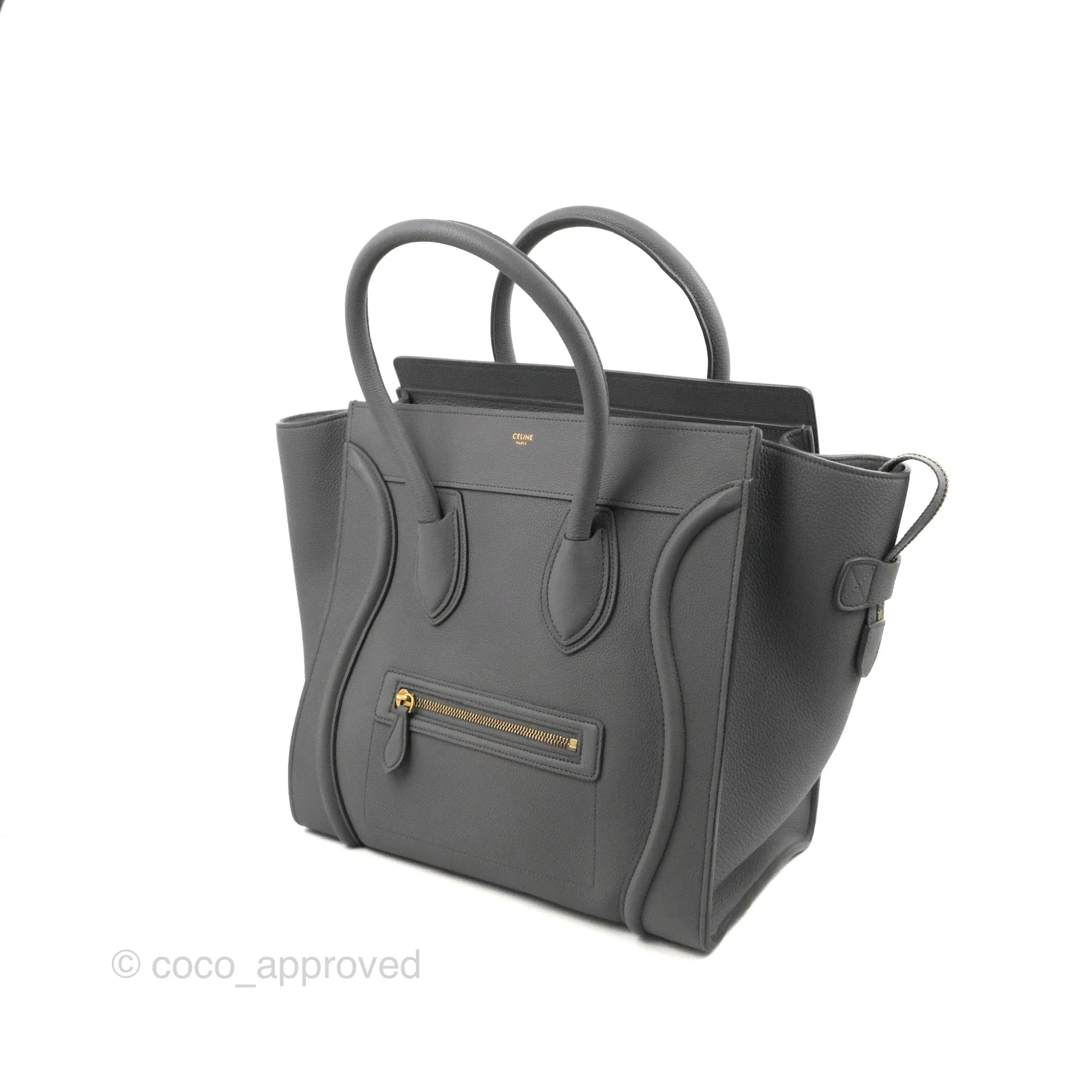 Celine Mini Luggage Bag Grey Grained Leather