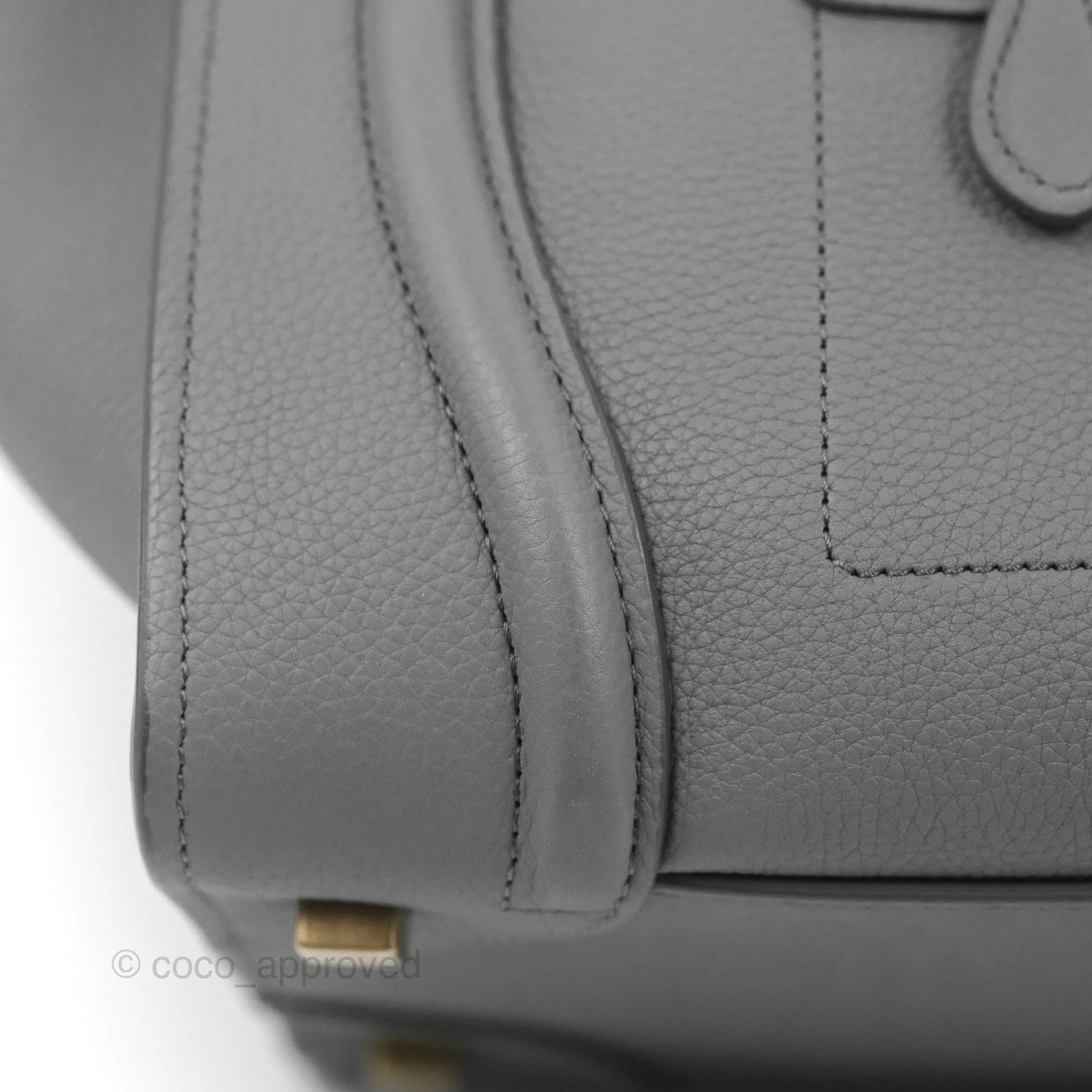 Celine Mini Luggage Bag Grey Grained Leather