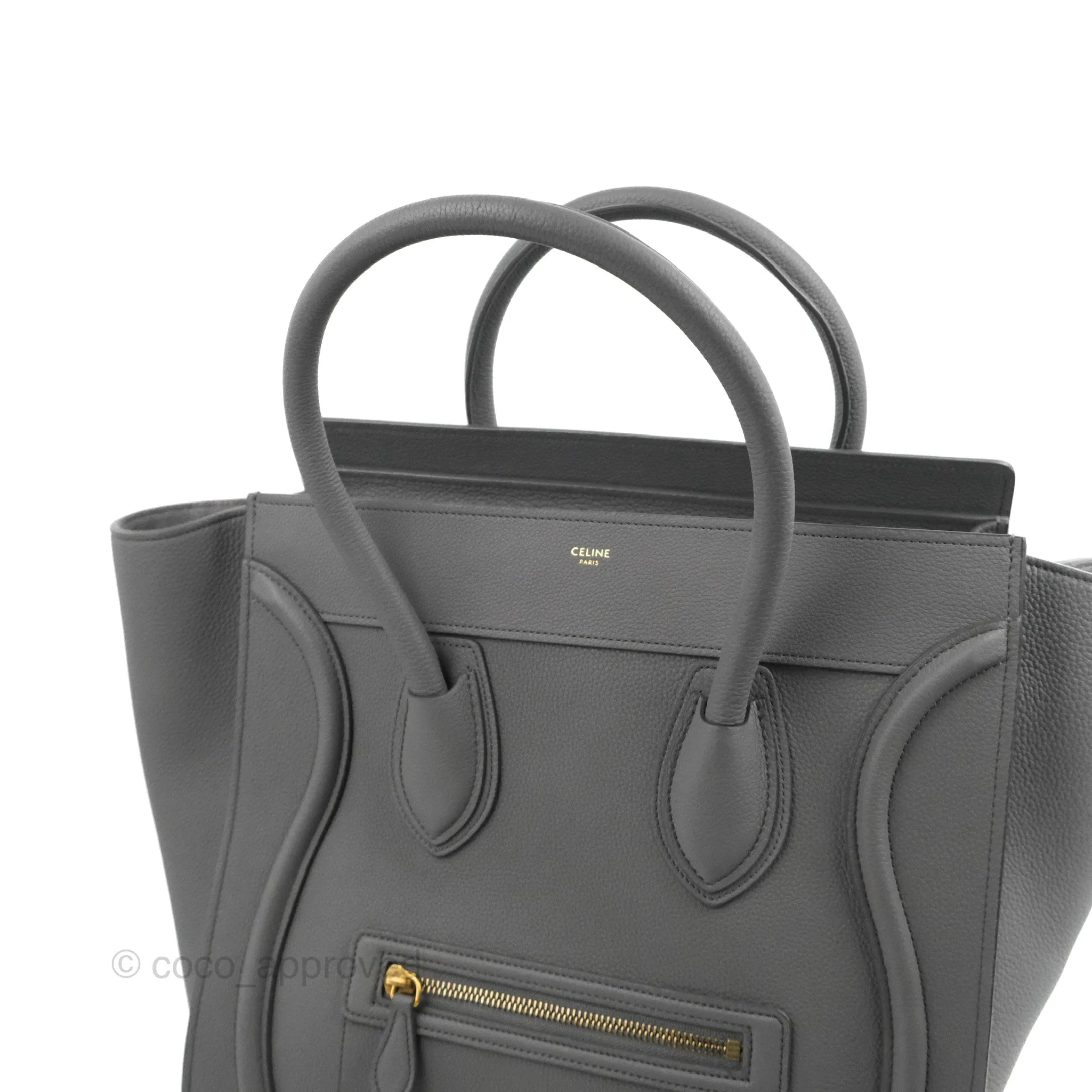 Celine Mini Luggage Bag Grey Grained Leather