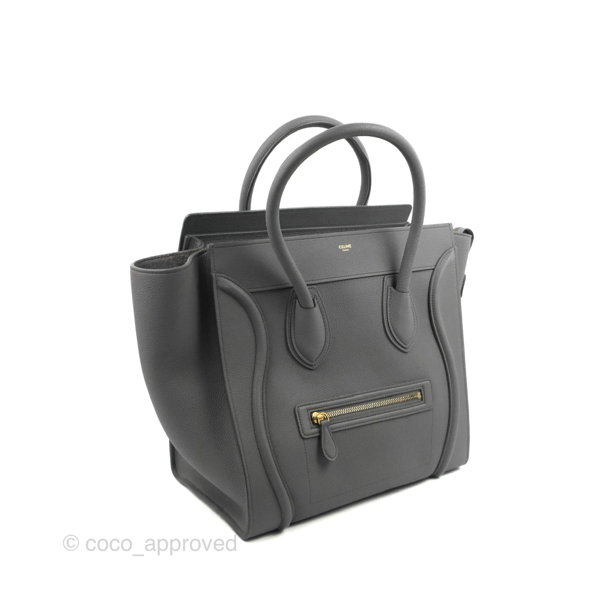 Celine Mini Luggage Bag Grey Grained Leather