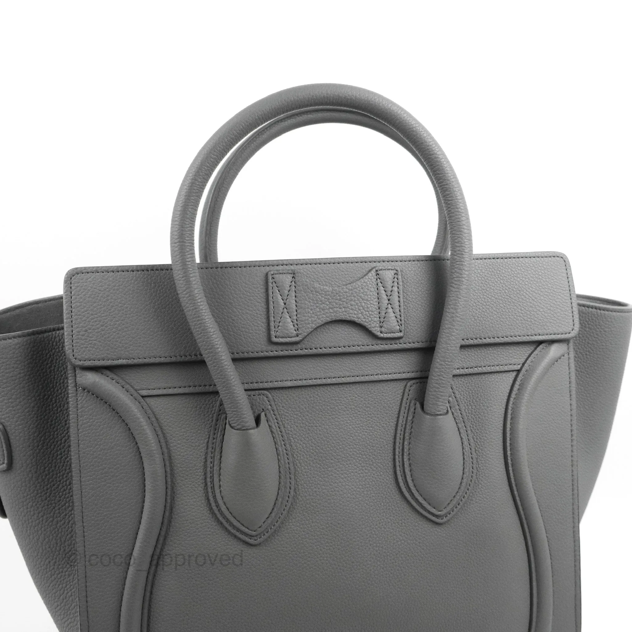 Celine Mini Luggage Bag Grey Grained Leather