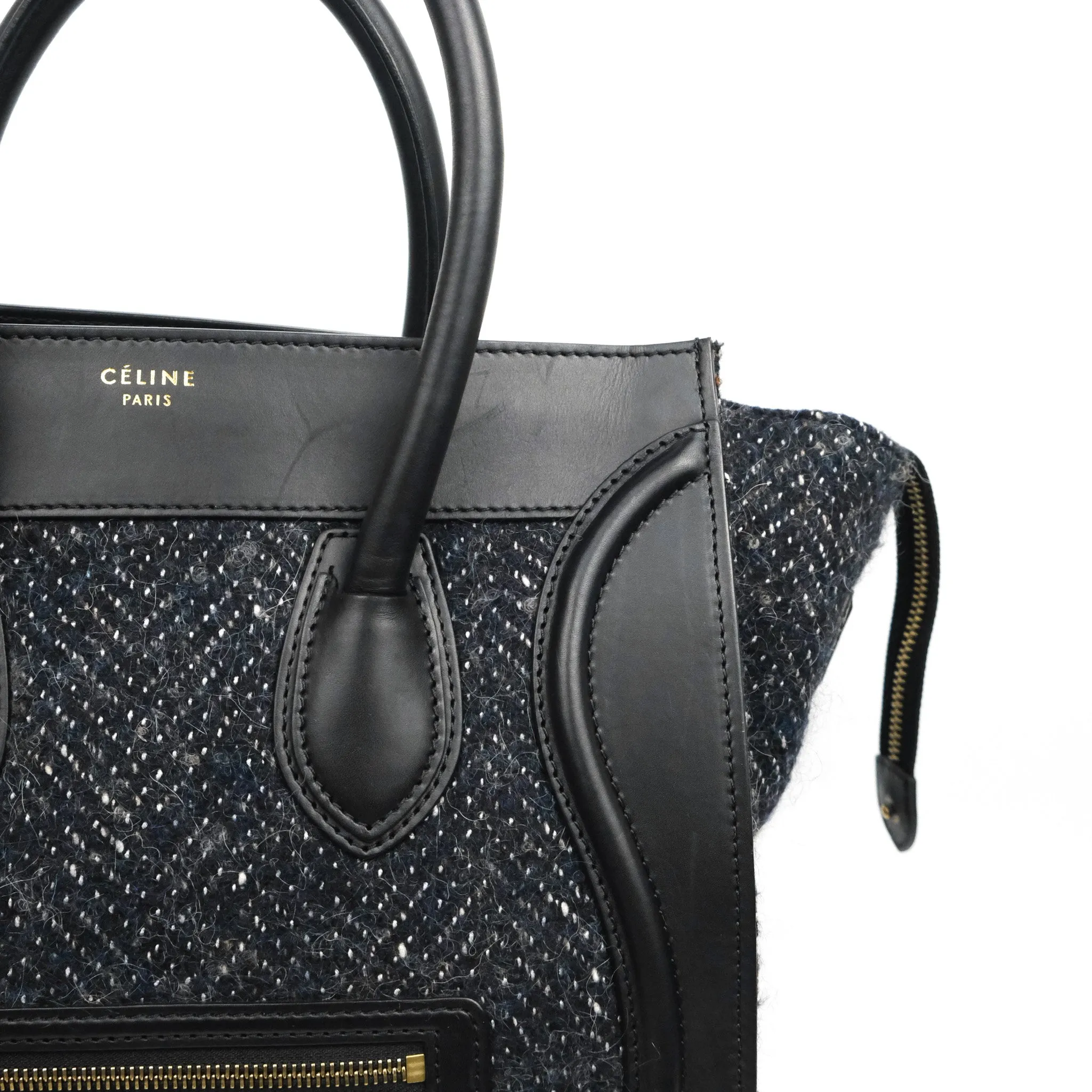 Celine Mini Luggage Bag Navy/Black Tweed