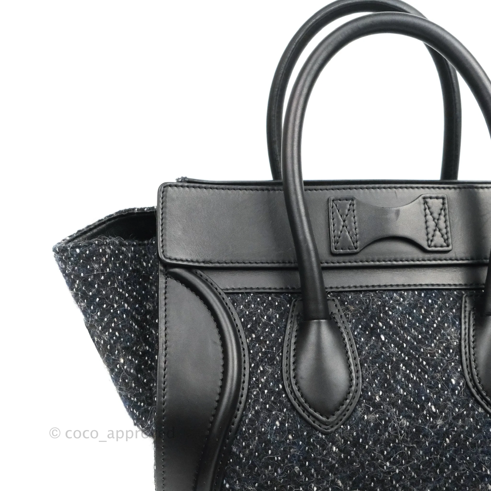 Celine Mini Luggage Bag Navy/Black Tweed