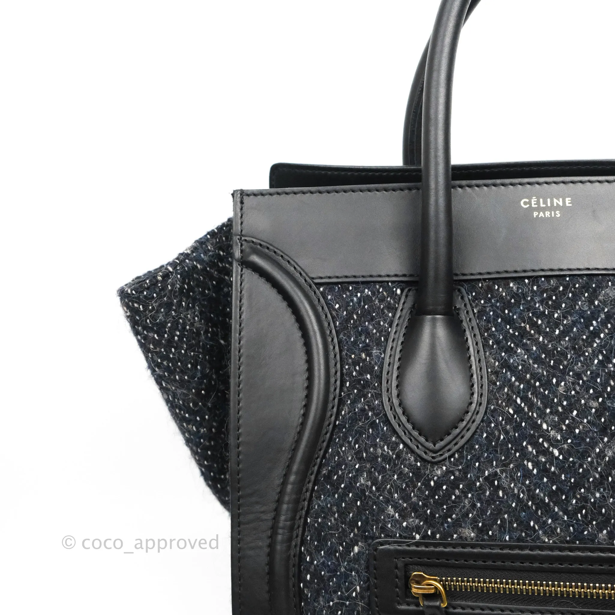 Celine Mini Luggage Bag Navy/Black Tweed