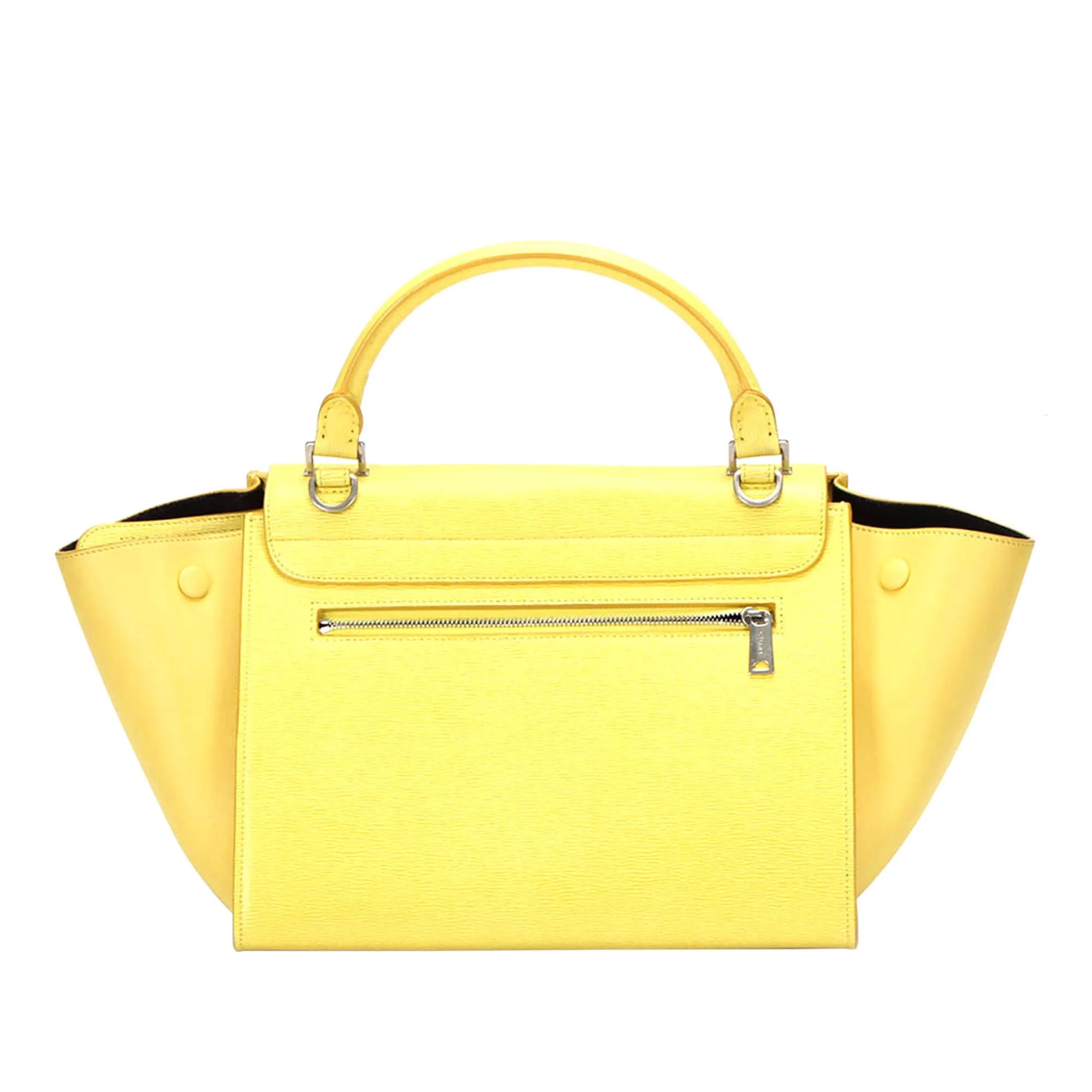 Celine Trapeze Leather Satchel Yellow