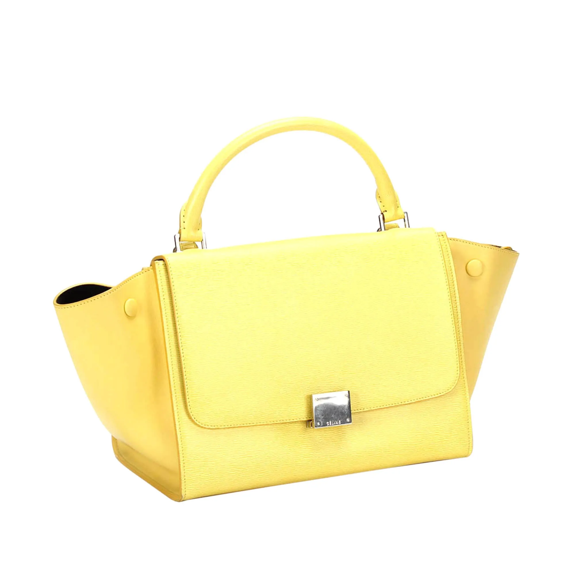 Celine Trapeze Leather Satchel Yellow