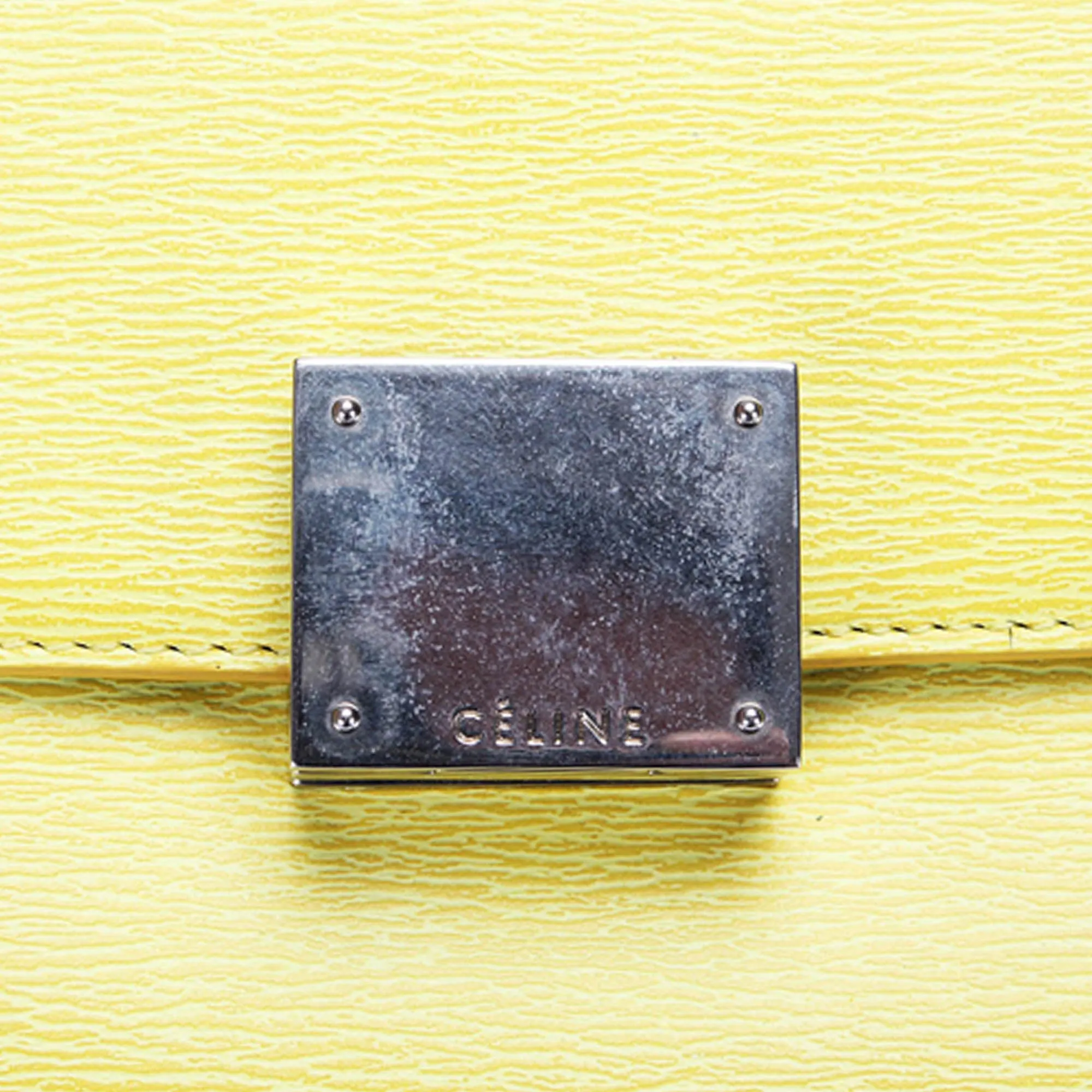 Celine Trapeze Leather Satchel Yellow