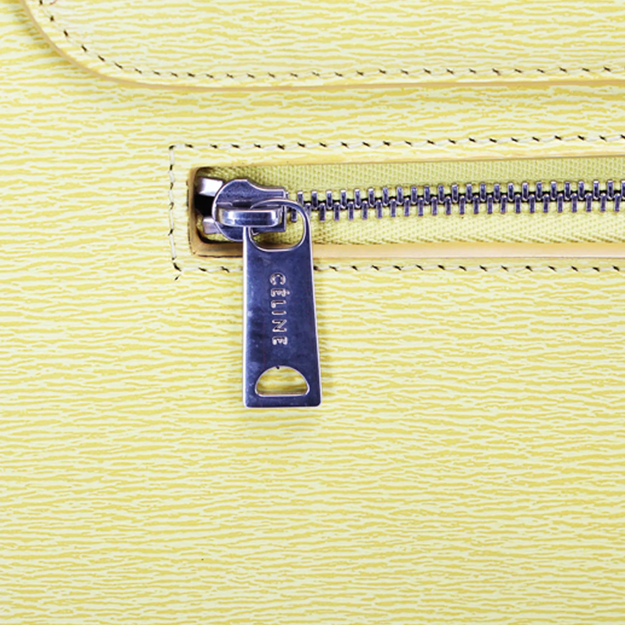 Celine Trapeze Leather Satchel Yellow