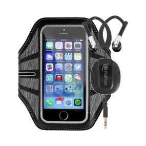 Cell Phone Sports Armband | Retractable Cord | Sports Wrap Headphones | Small Armband | Black