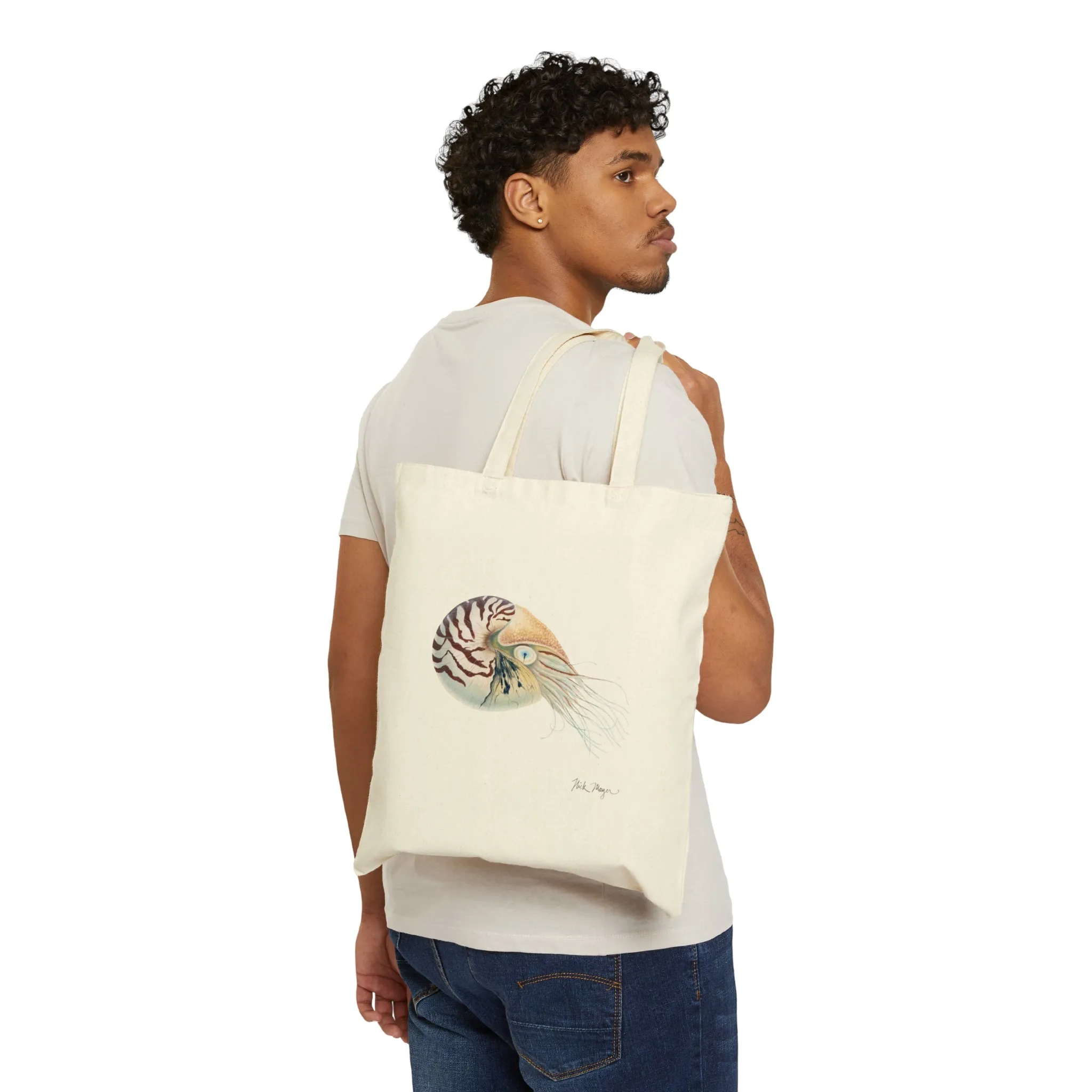 Chambered Nautilus Cotton Canvas Tote Bag