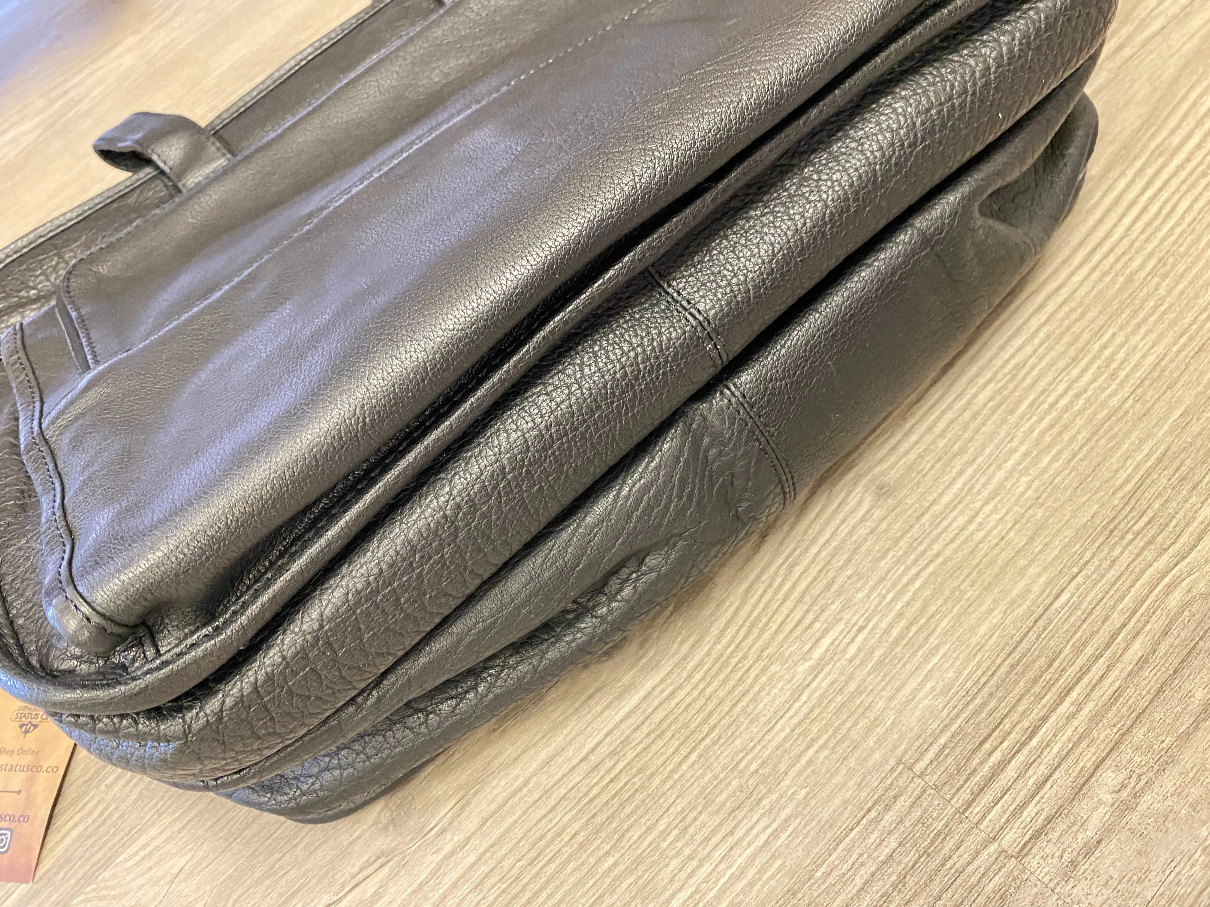 Classic Black Leather Soft Briefcase