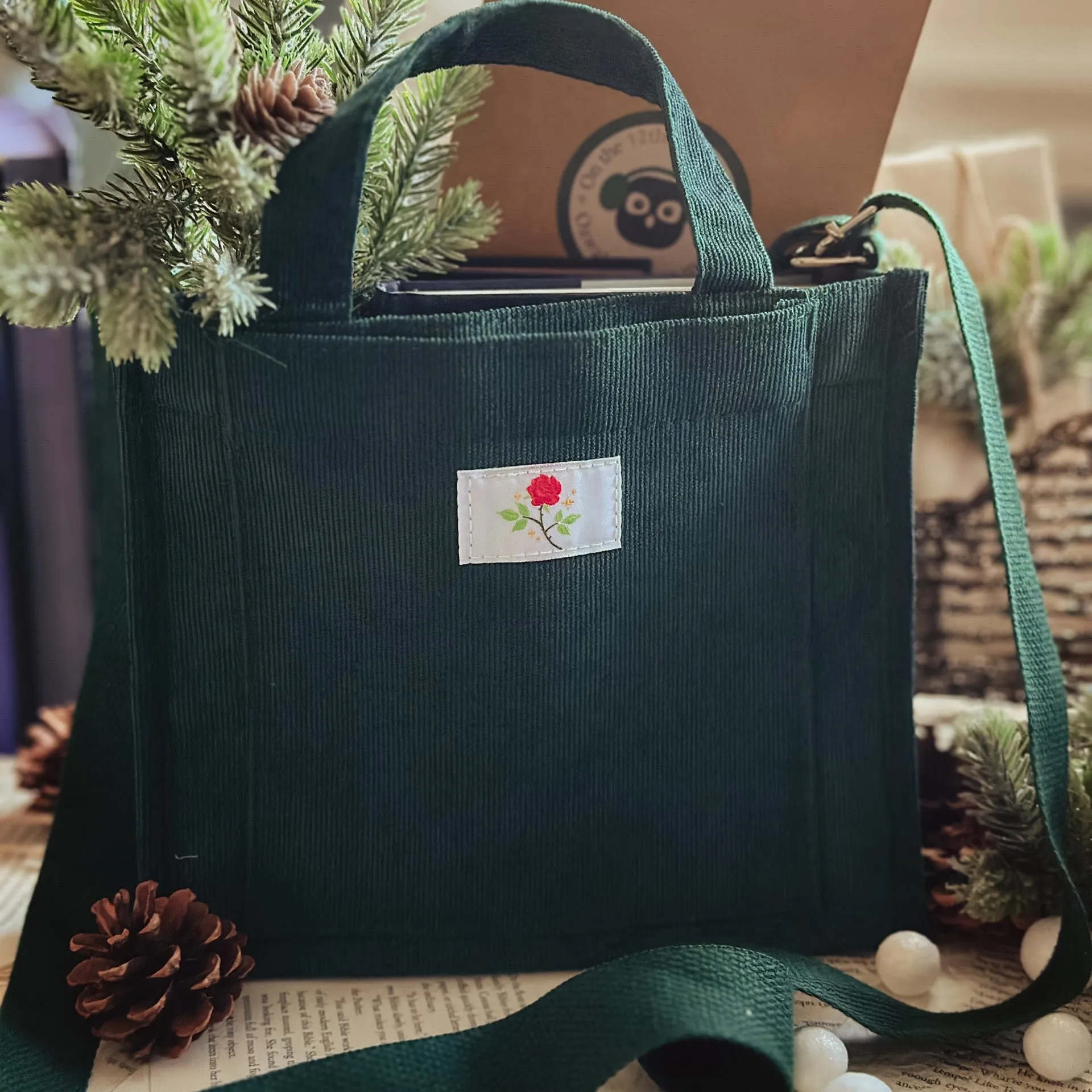 Enchanted Rose Corduroy Tote Bag