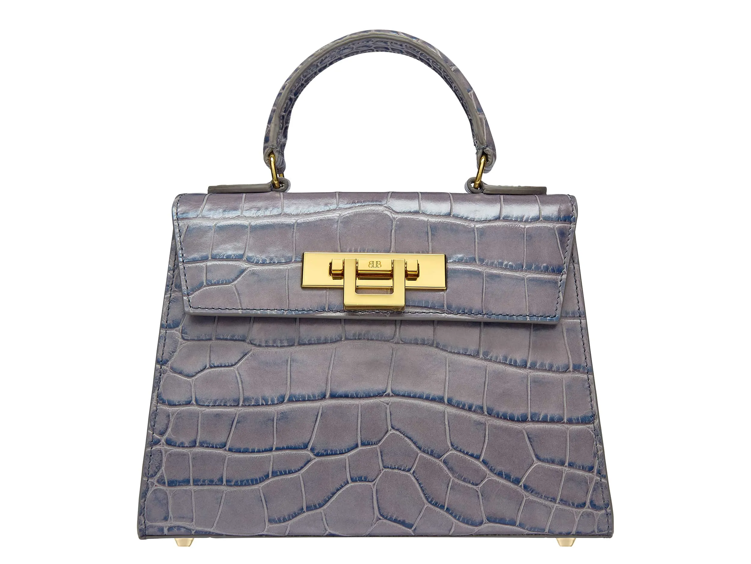 Fonteyn Midi Orinoco 'Croc' Print Calf Leather Handbag - Light Grey