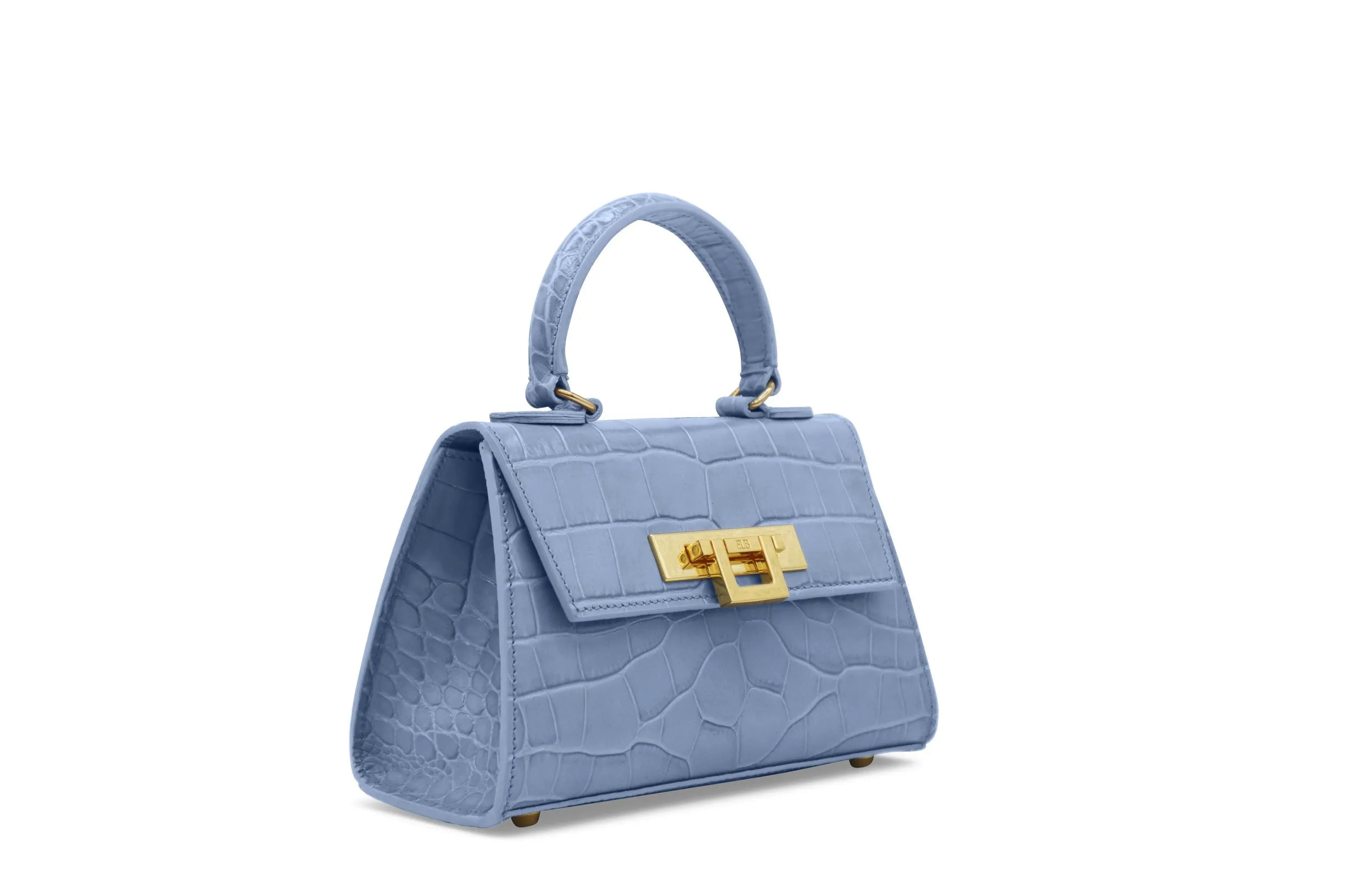 Fonteyn Mignon Orinoco 'Croc' Print Calf Leather Handbag - Bluebell/Gold