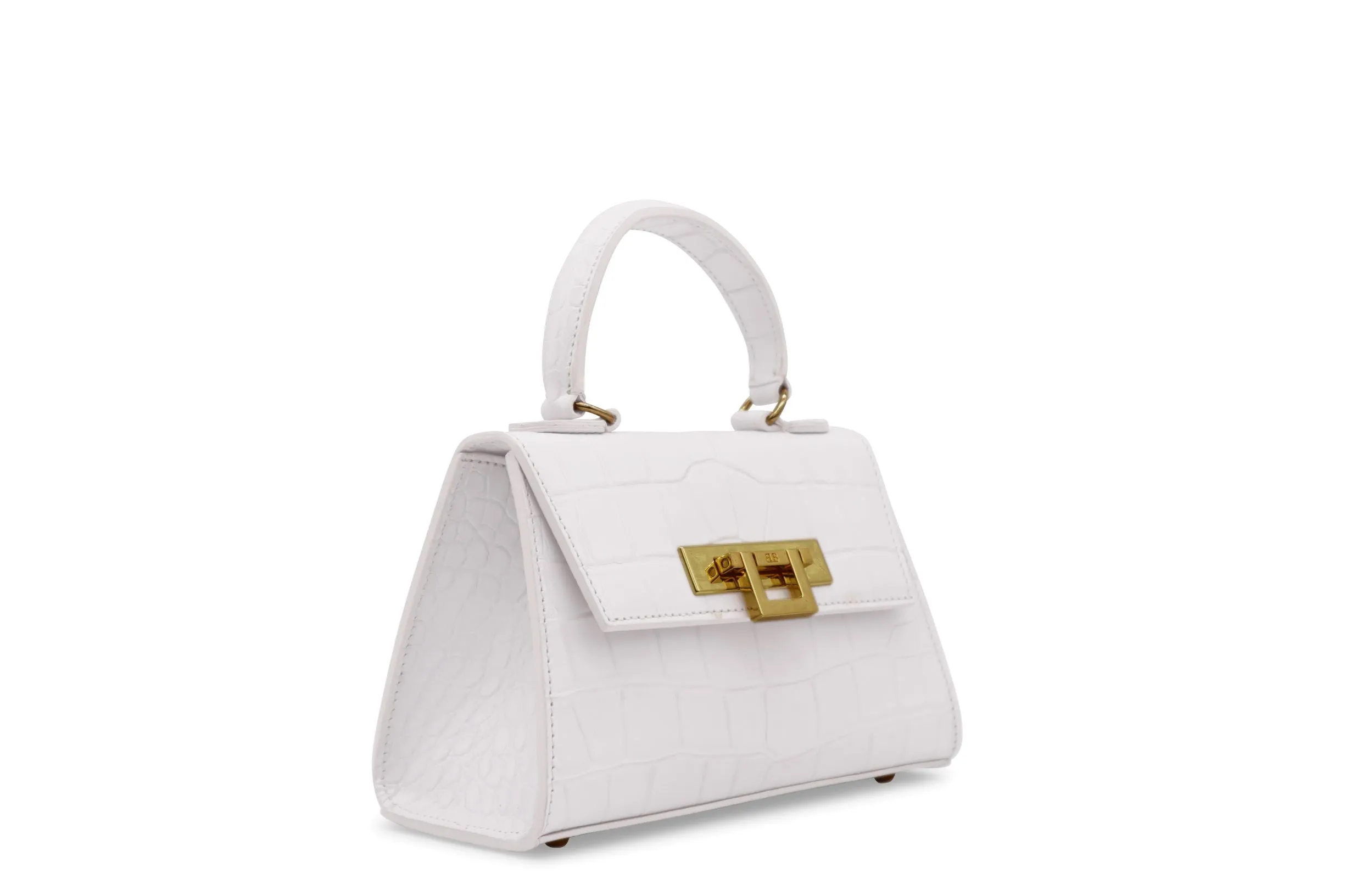 Fonteyn Mignon Orinoco 'Croc' Print Calf Leather Handbag - White