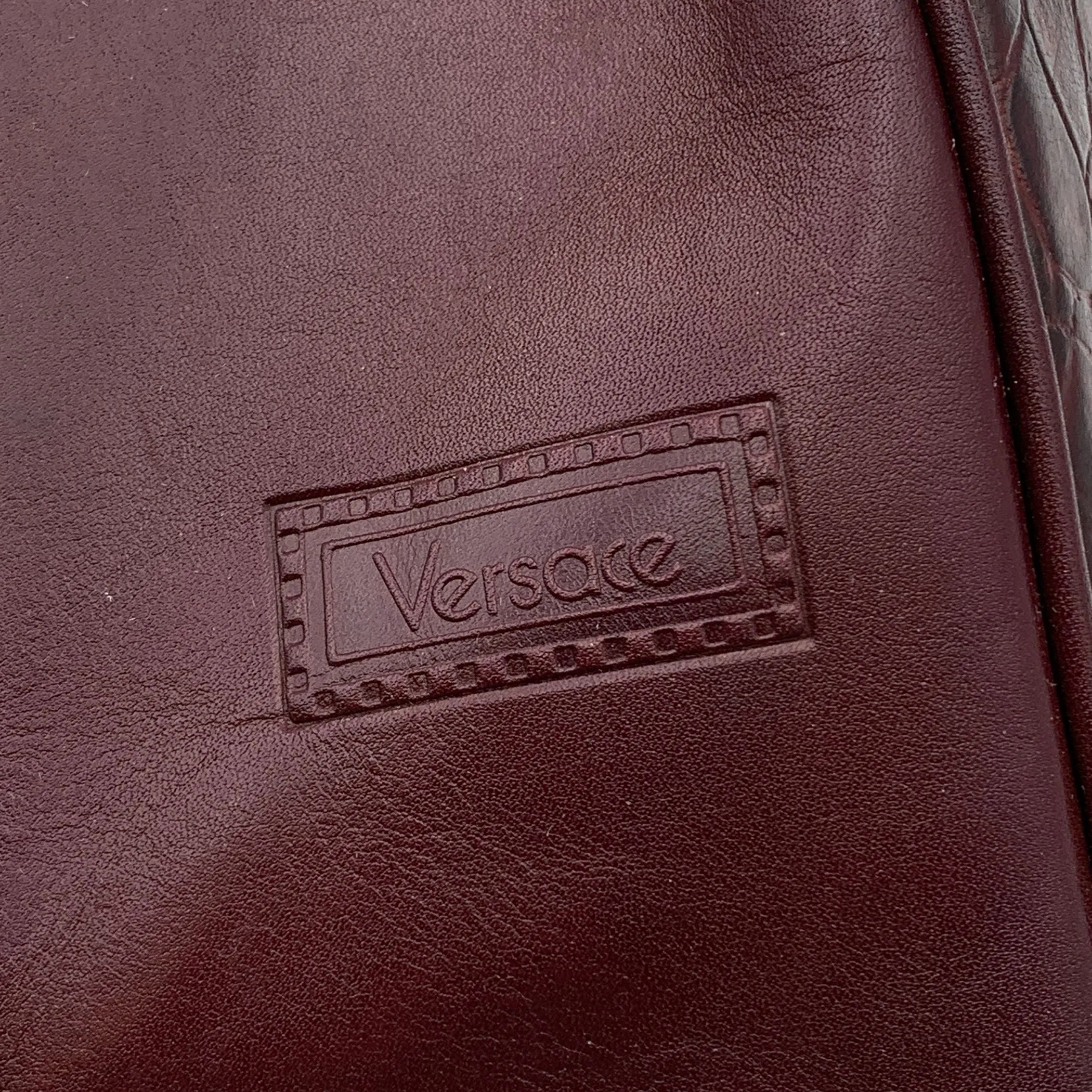 Gianni Versace Vintage Burgundy Embossed Leather Handbag Satchel