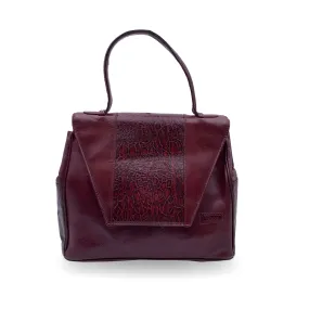 Gianni Versace Vintage Burgundy Embossed Leather Handbag Satchel